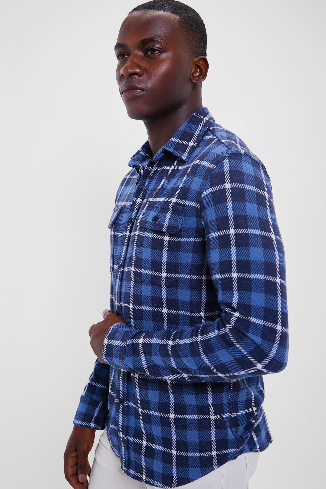 Blue Plaid Legend Sweater Shirt for Men - Soft Flannel Button Down Shirt - Casual Winter Warm Shirt for Outdoor Activities, Camping & Holiday Gatherings