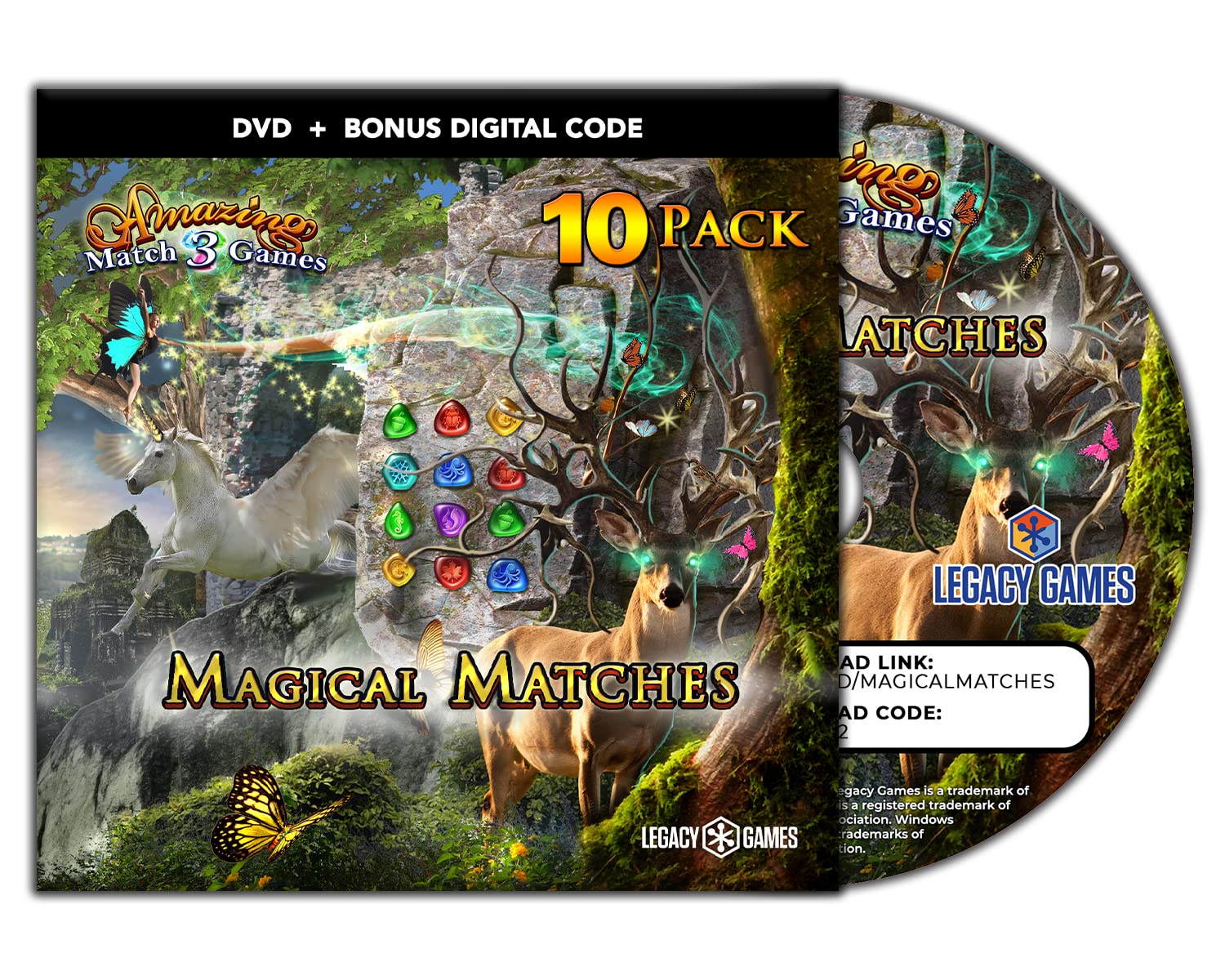 Best Match-3 Games for PC - Magical Matches Vol. 1: 10 Game DVD Collection with Digital Download Codes | Fun Puzzle Games for Adults & Kids | Perfect for Family Game Nights & Stress Relief
