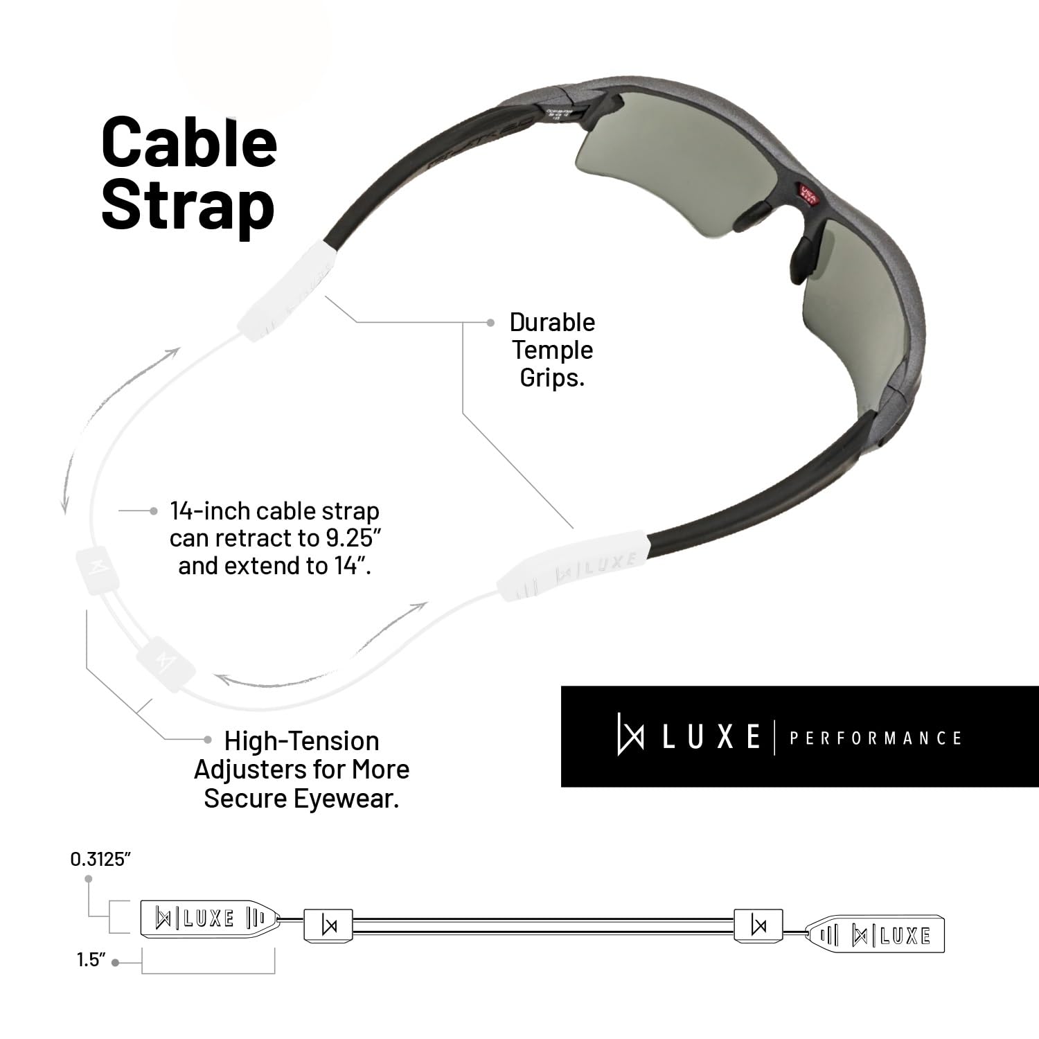 Adjustable Eyewear Retainer Strap - Secure Glasses & Sunglasses Holder with Comfortable Cable Design for Sports, Reading & Outdoor Activities