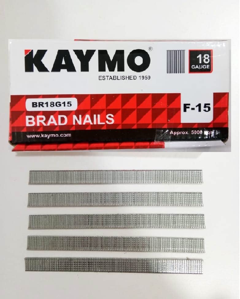 PMAT KAYMO BRAD NAILS 18 Gauge F-15 (5000 Pcs) - Premium Finish Nails for Carpentry, Upholstery & DIY Projects - Perfect for Furniture Making, Trim Work & Home Repairs