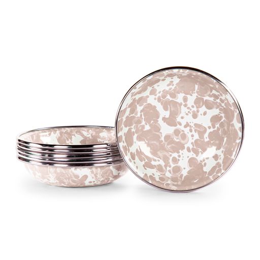 6-Piece Taupe Swirl Enamelware Tasting Dish Set (4.25 Inch) - Perfect for Appetizers, Desserts & Small Bite Serving