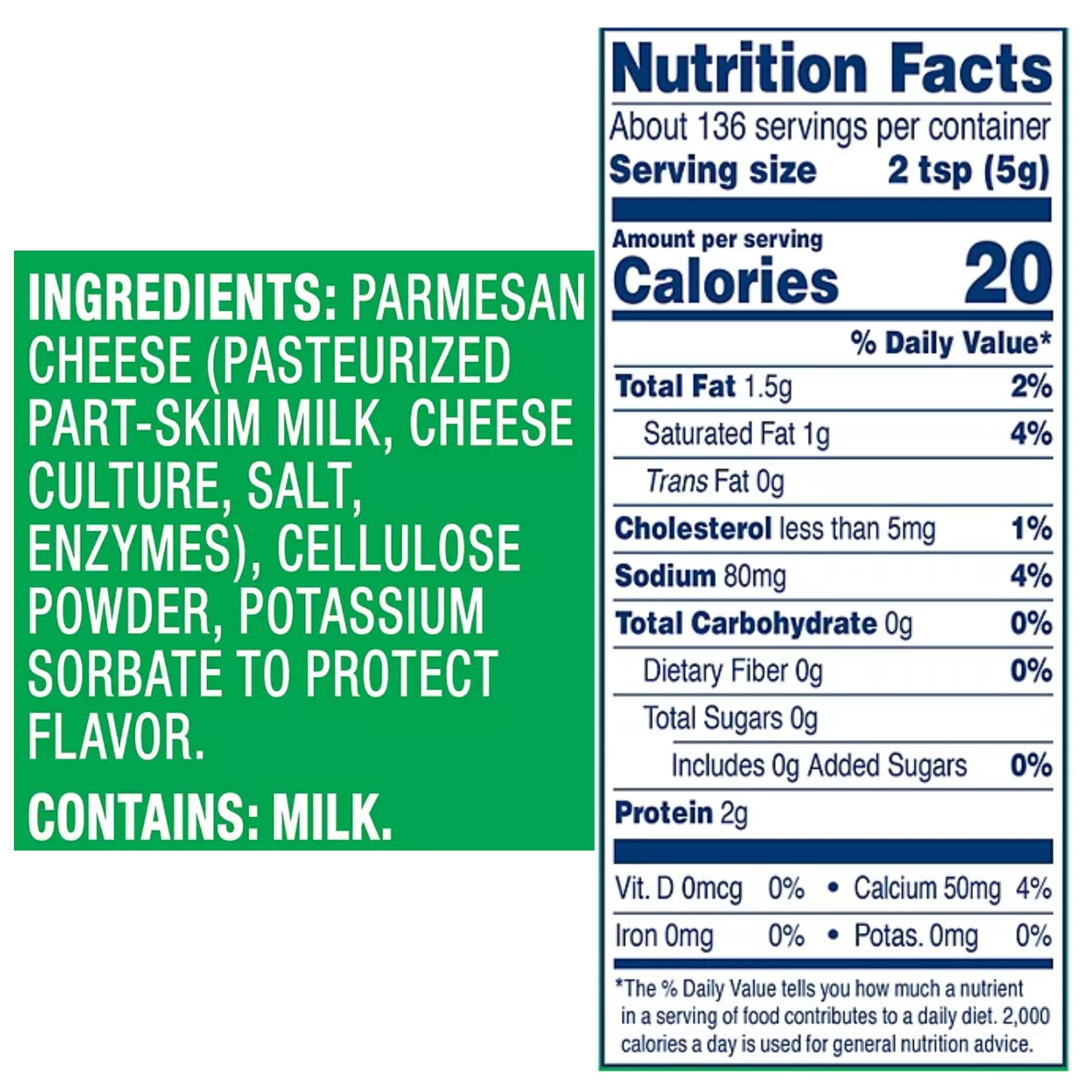 Kraft Parmesan Cheese Grated 16oz - Low Calorie, Low Fat Vegan & Keto Friendly Italian Cheese Powder | Perfect for Pasta, Pizza & Salads | Premium Quality Romano Cheese in Convenient Shaker | Elegantly Packaged in BETRULIGHT Brand Box