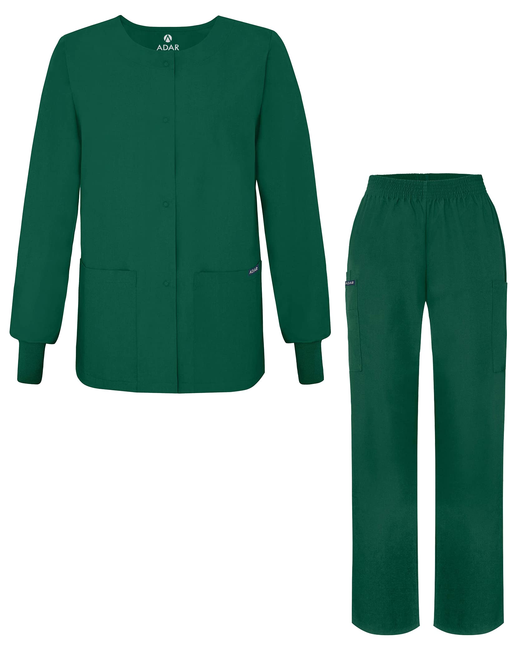 Adar Women's Medical Scrub Set - Comfortable Warm-Up Jacket & Stretchy Pull-On Pants for Nurses, Doctors & Healthcare Professionals | Perfect for Hospital Shifts, Clinics & Medical Work