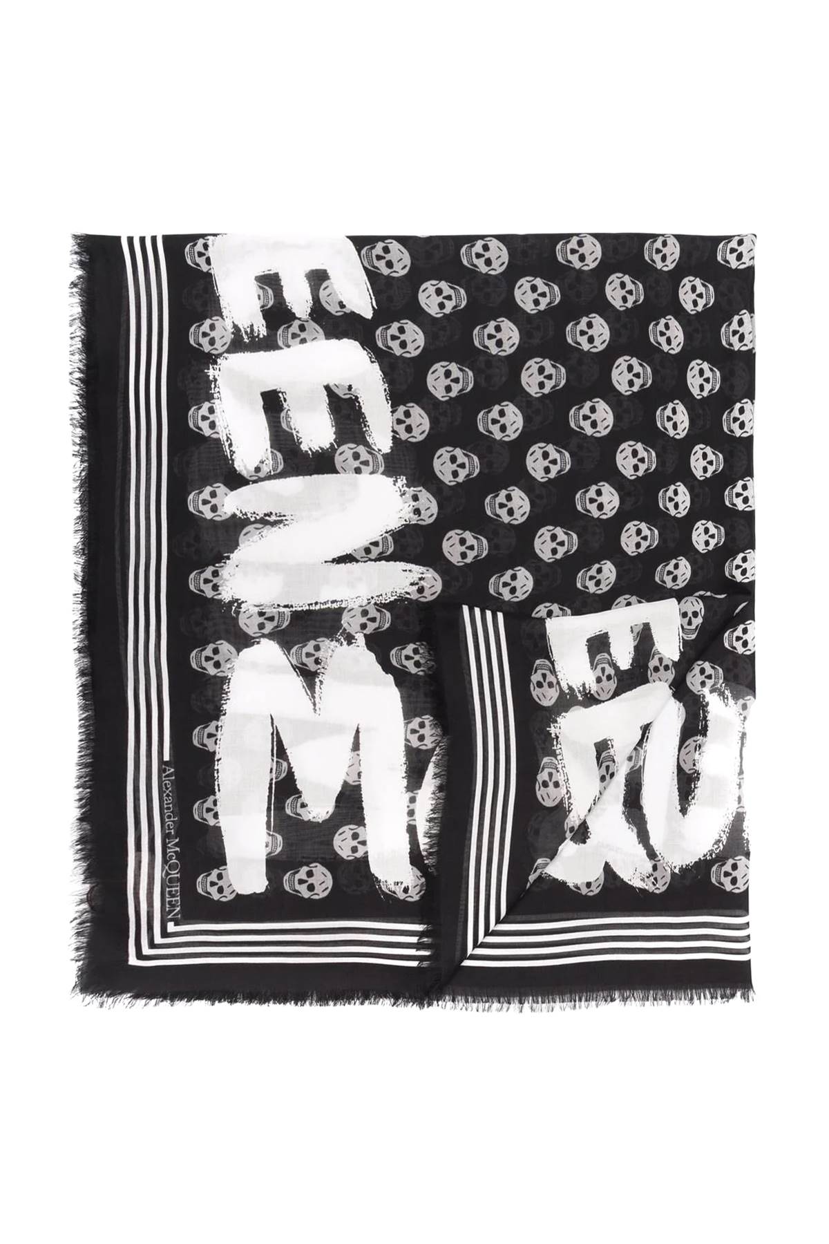 Alexander McQueen Graffiti Print Biker Scarf - Stylish Unisex Fashion Accessory for Motorcycle Riders & Winter Outfits