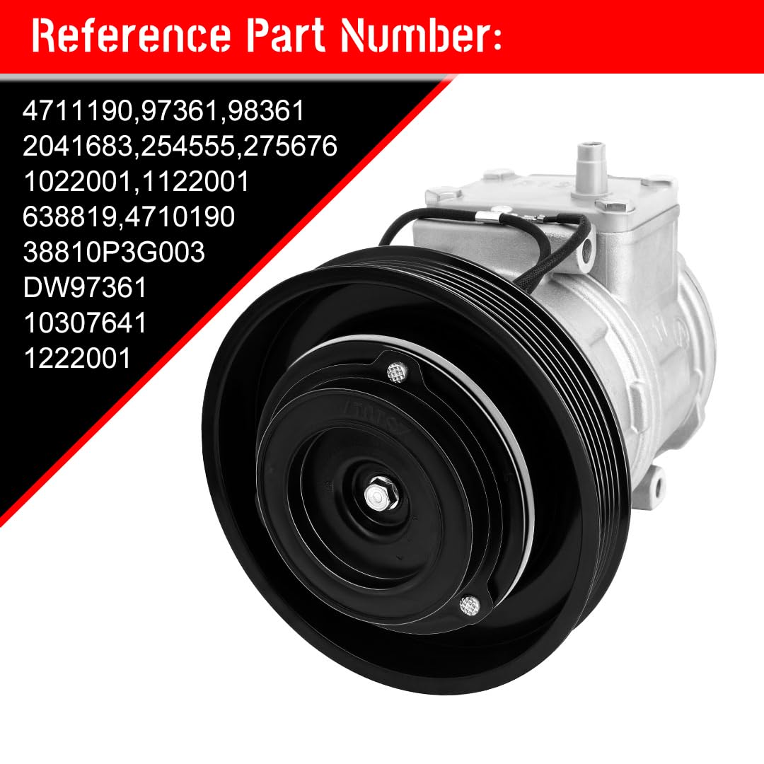 High-Performance AC Compressor for 1998-2002 Honda Accord 2.3L - 6 Groove Clutch (Part# 4711190) | Direct Replacement for Car Air Conditioning System | Perfect for Summer Cooling & Long Road Trips
