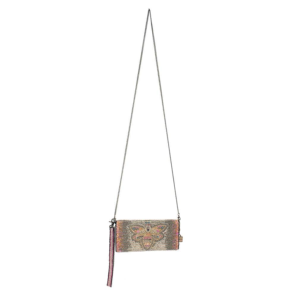Mary Frances Beaded Crossbody Phone Wallet for Women - Stylish RFID Blocking Purse with Wristlet Strap - Perfect for Travel, Shopping & Everyday Use