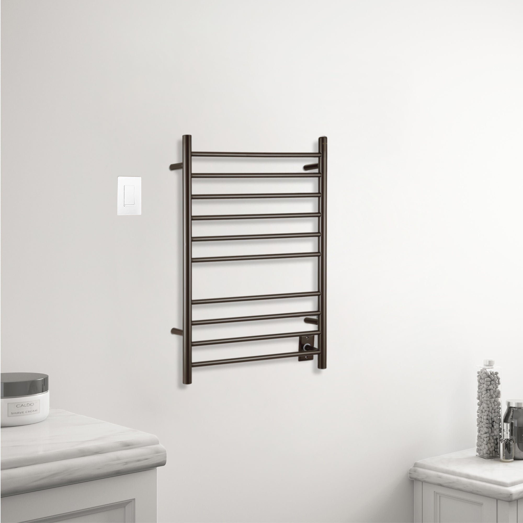 Ancona Novara Dual 10 Bar Hardwire & Plug-in Wall Mount Towel Warmer with WiFi Timer - Oil Rubbed Bronze Finish | Bathroom Luxury Heated Towel Rack for Spa, Hotel & Home Use