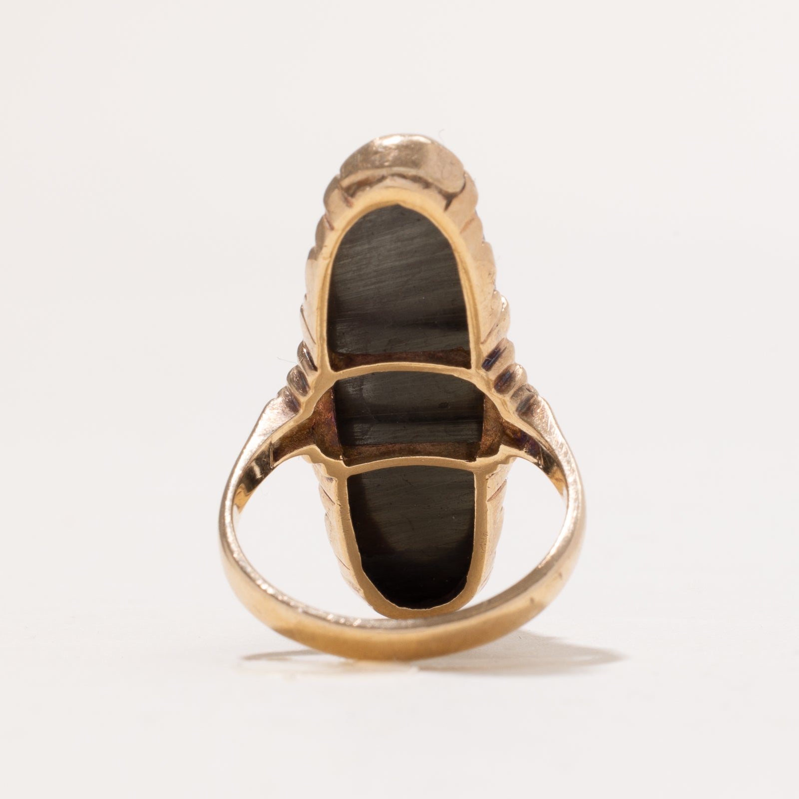 13.00ct Hematite Navette Ring - Size 5.75 | Elegant Gemstone Jewelry for Women | Perfect for Evening Parties, Weddings & Special Occasions