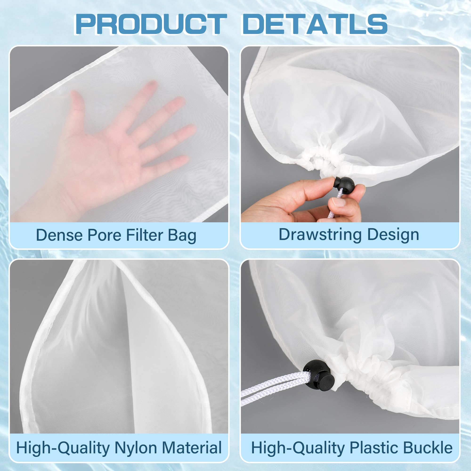 2 Pack Pool Vacuum Replacement Net Bags - Heavy Duty Mesh for Pool Cleaners, Aquarium Filters & Pond Maintenance - Perfect for In-Ground & Above Ground Pools, Spas & Water Features