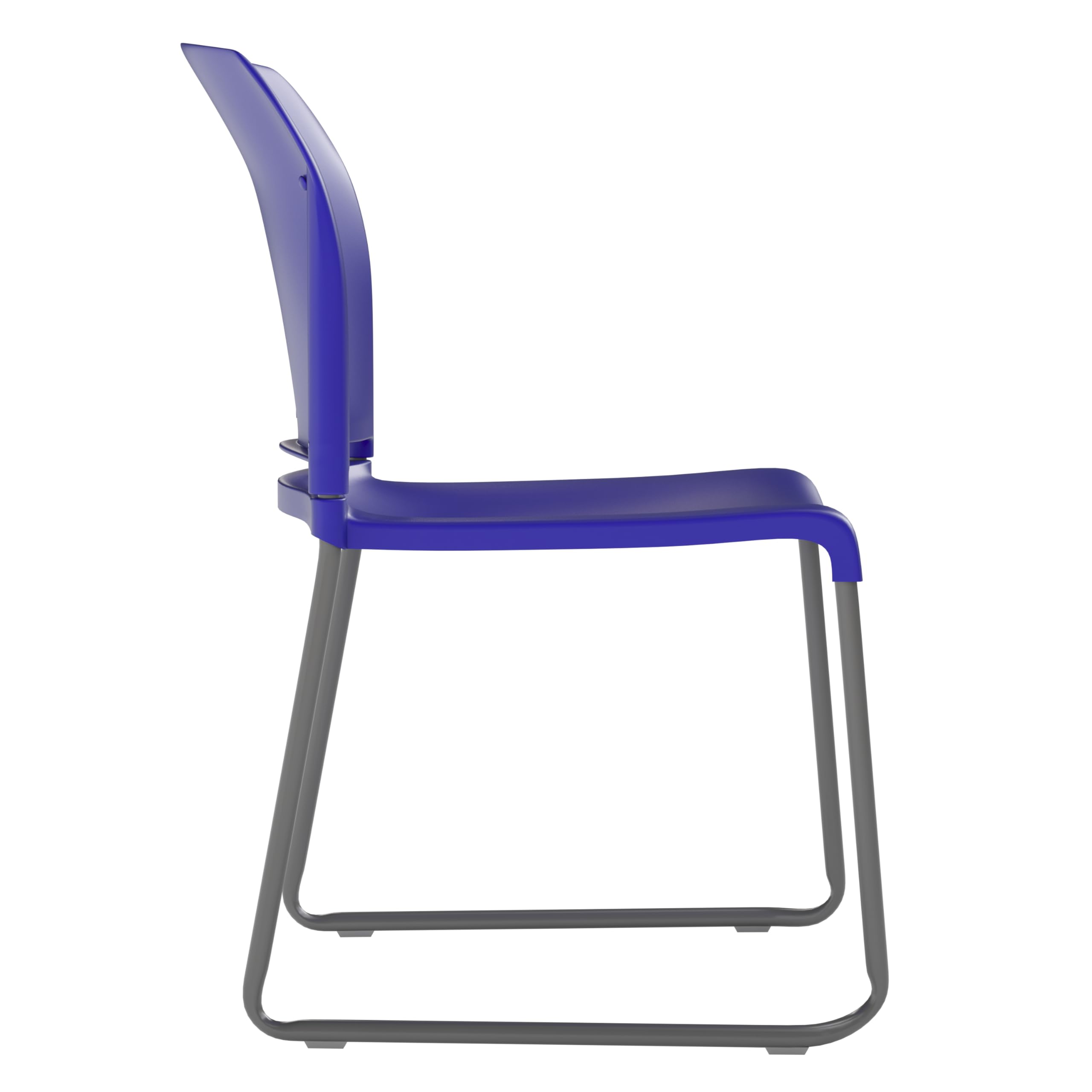 EMMA + OLIVER Egan Heavy Duty Stack Chair - Blue Full Back Ergonomic Seat - 880 lb Weight Capacity - Gray Powder Coated Sled Base - Perfect for Office, Conference Room, and Event Seating