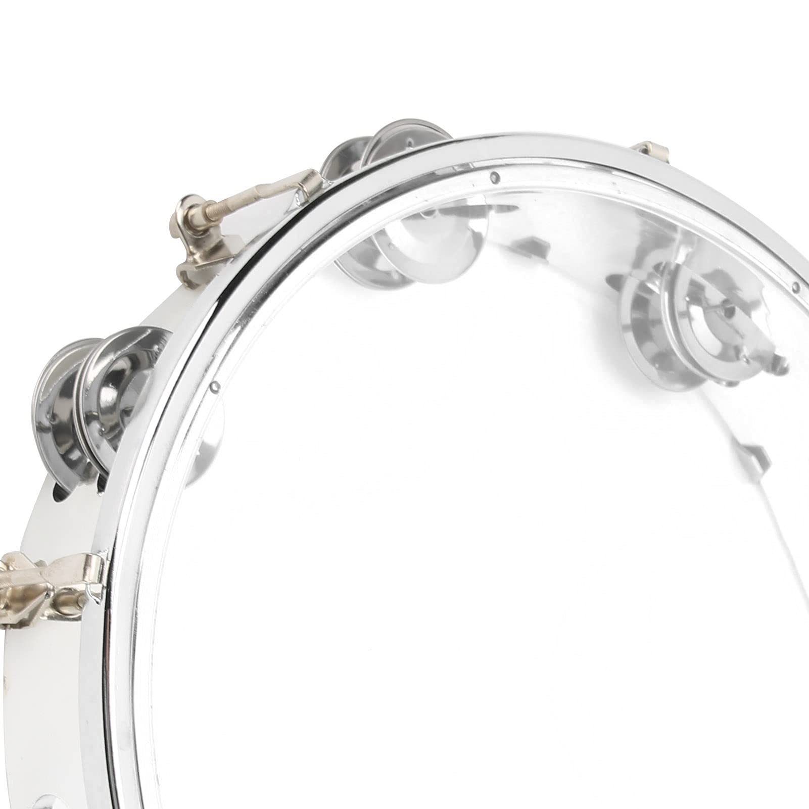 10 Inch Professional Tambourine for Adults - Double Row Metal Jingles Handheld Percussion Instrument with Clear Acrylic Head - Perfect for Music Education, Classroom, Church Worship & Live Performances