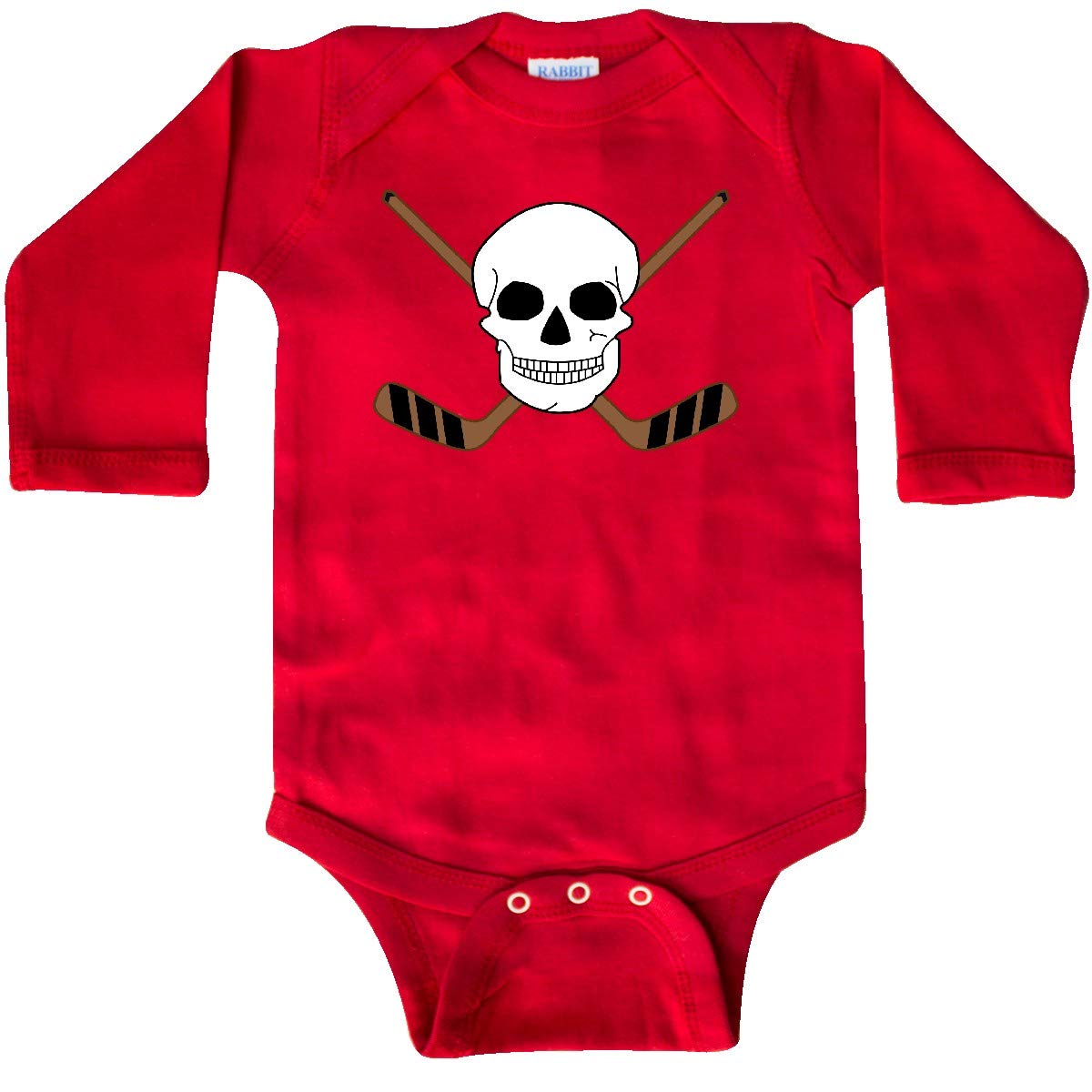 Inktastic Men's Hockey Sports Funny Skull Print Long Sleeve T-Shirt - Perfect for Hockey Games, Halloween Costumes & Casual Wear
