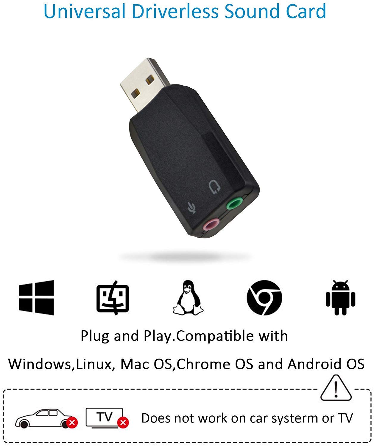 ADWITS External USB 3D Stereo Audio Adapter with 3.5mm Jack - Plug & Play USB Sound Card for Microphone & Headset - Compatible with Windows, Mac OS, Linux & PS4 - Perfect for Gaming, Streaming & Video Conferencing
