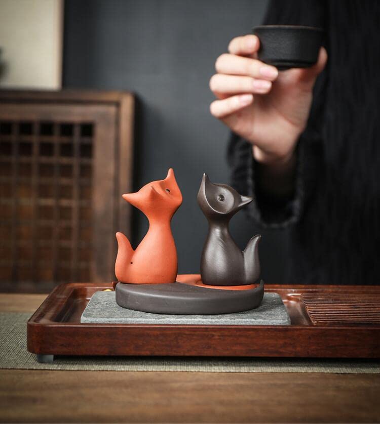 Handmade Purple Clay Fox Tea Pet for Kung Fu Tea Tray - Tea Ceremony Decor