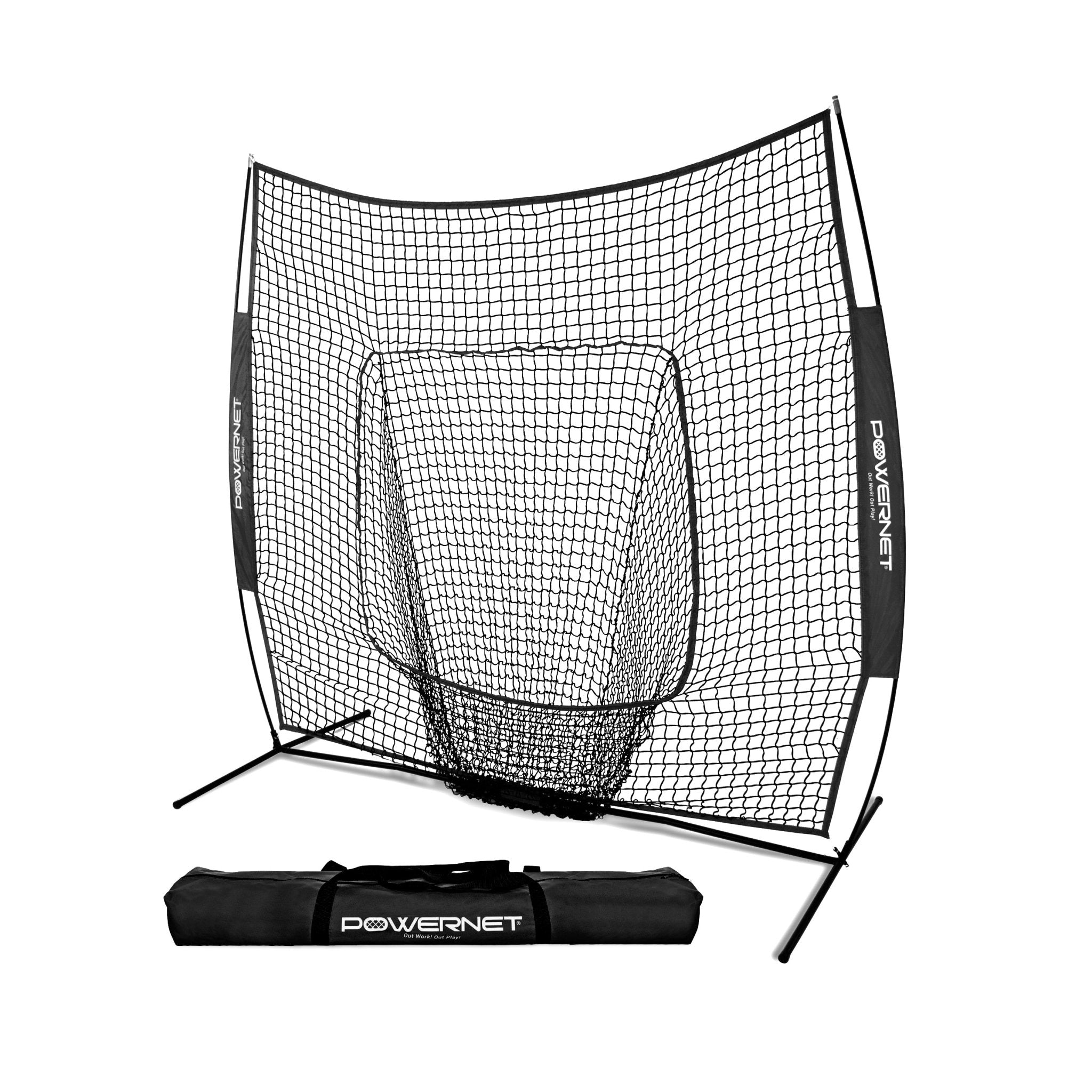 PowerNet 7x7 Baseball Softball Practice Hitting Net with Carry Bag - Portable Training Net for Batting Practice, Backyard Drills & Field Training | Perfect for Home, Field & Cage Use