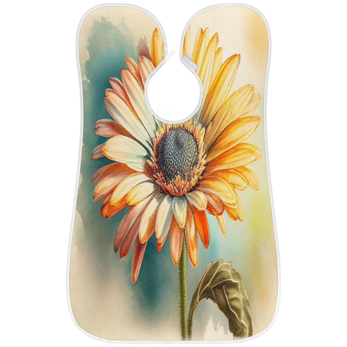 Men's Watercolor Daisy Flower Shaving Bib - Barber Apron for Beard Trimming & Hair Dye Protection, Artist Makeup Cape, Sink Hair Catcher - Perfect for Home Grooming, Salon Use & DIY Hair Coloring