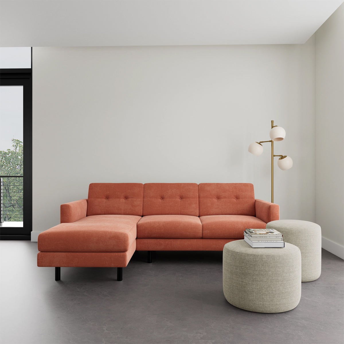 Conrad Fabric Left Chaise Sofa - Modern L-Shaped Sectional Couch with Reversible Chaise Lounge for Living Room, Apartment & Home Theater Comfortable Seating