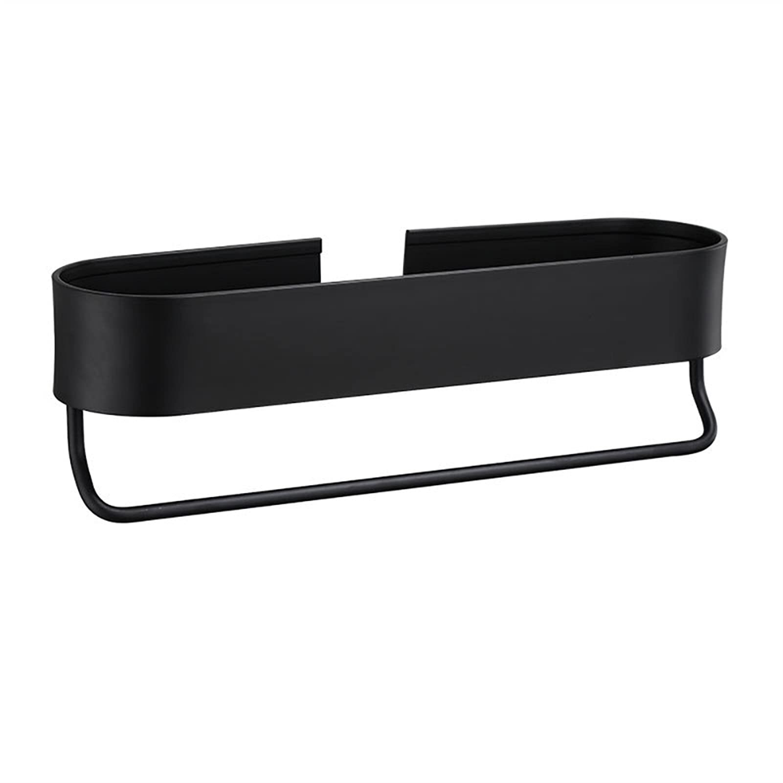 KIRANDY 50cm Black Bathroom Shelf Rack - Wall Mounted Shower Storage Basket & Kitchen Organizer with Towel Bar | Space Saving Solution for Bathroom, Shower & Kitchen Organization
