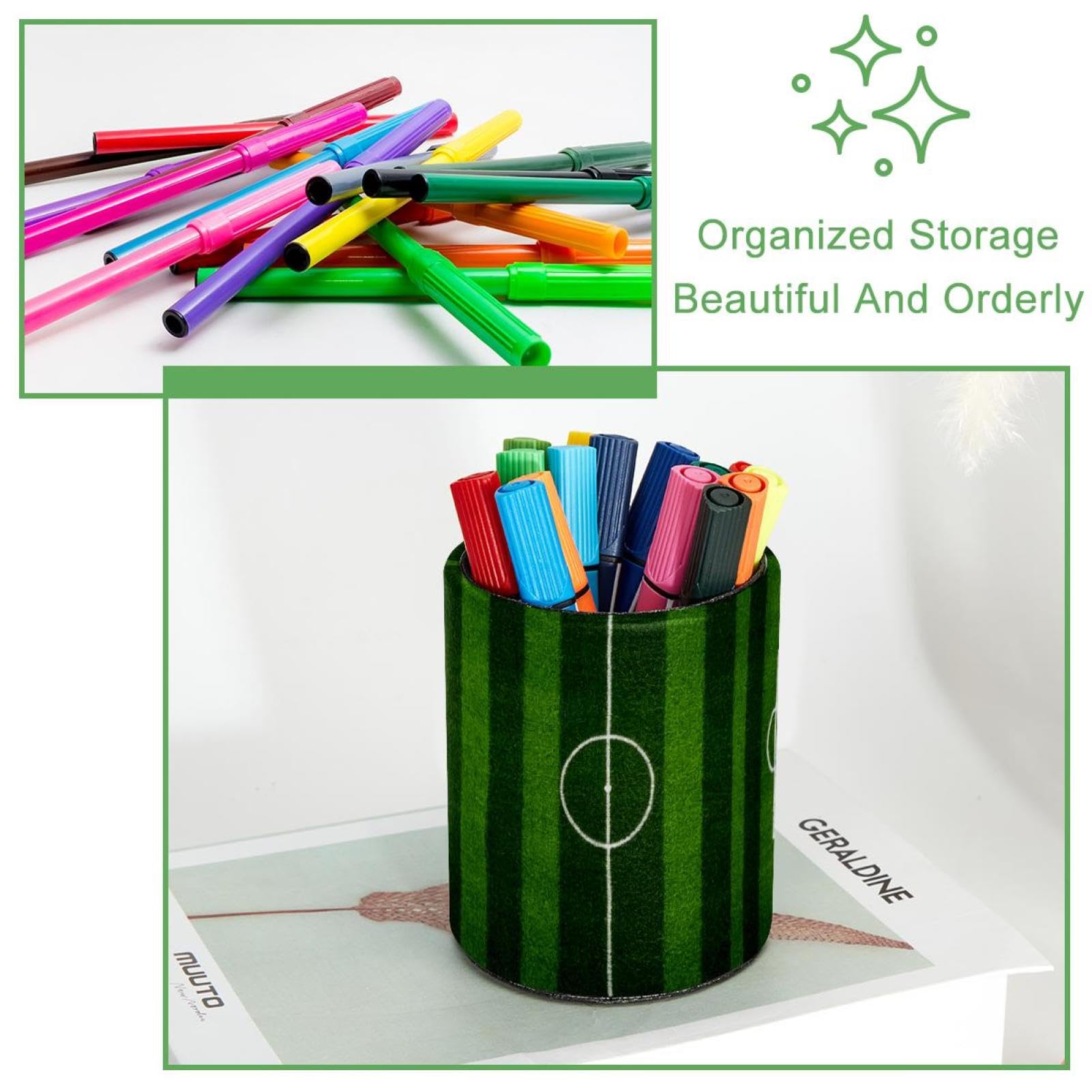 Football Themed Pen Holder for Desk - Stylish Pencil Organizer with Sports Court Design - Perfect for Office, School, and Home Workspace Organization