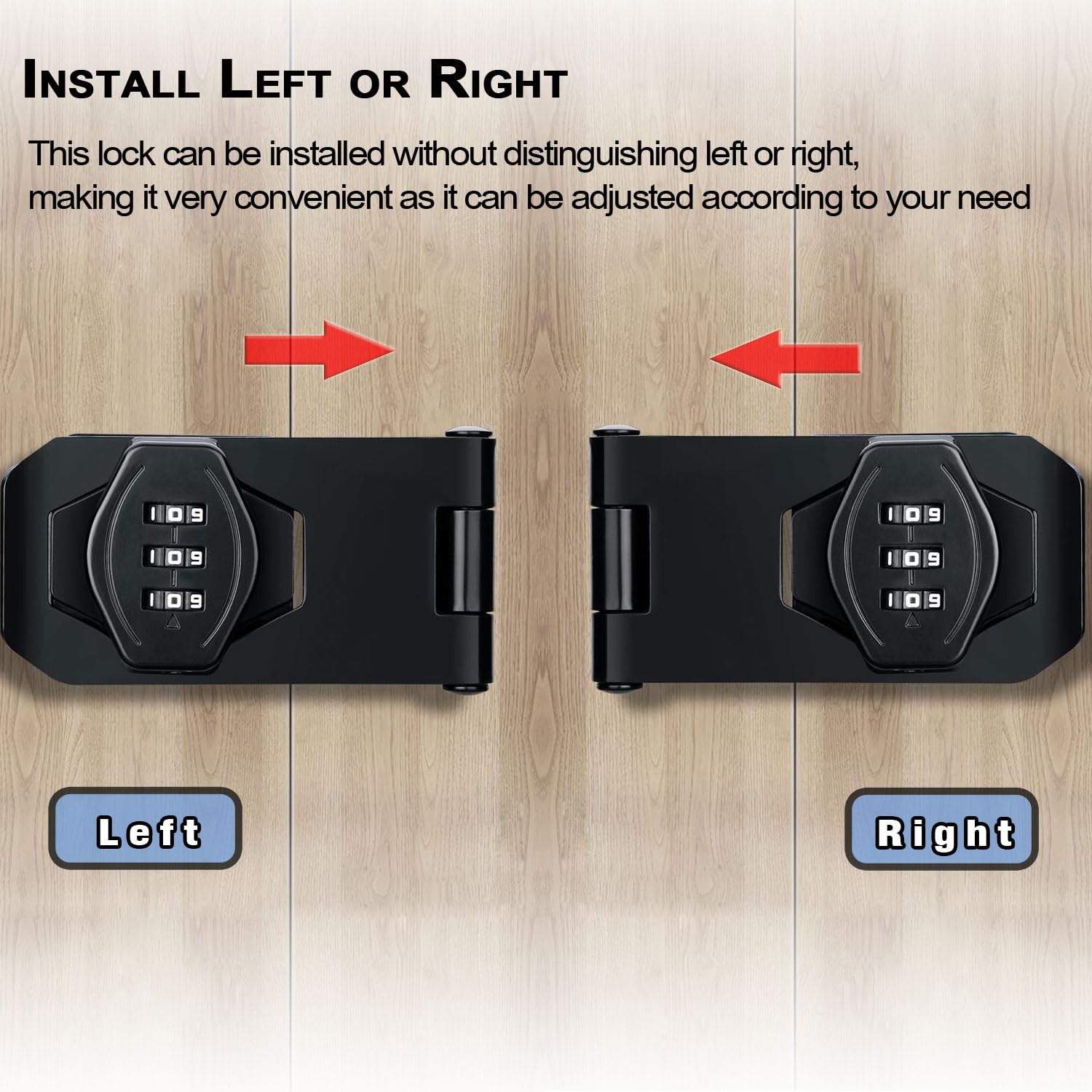V·RESOURCING 3-Digit Keyless Cabinet Combination Lock - Secure Twist Knob Hasp Latch for Small Doors, Cabinets, Barn Doors, Bathrooms & Outdoor Use (3 Inch, Black) | Ideal for Home, Office, Storage & Shed Security