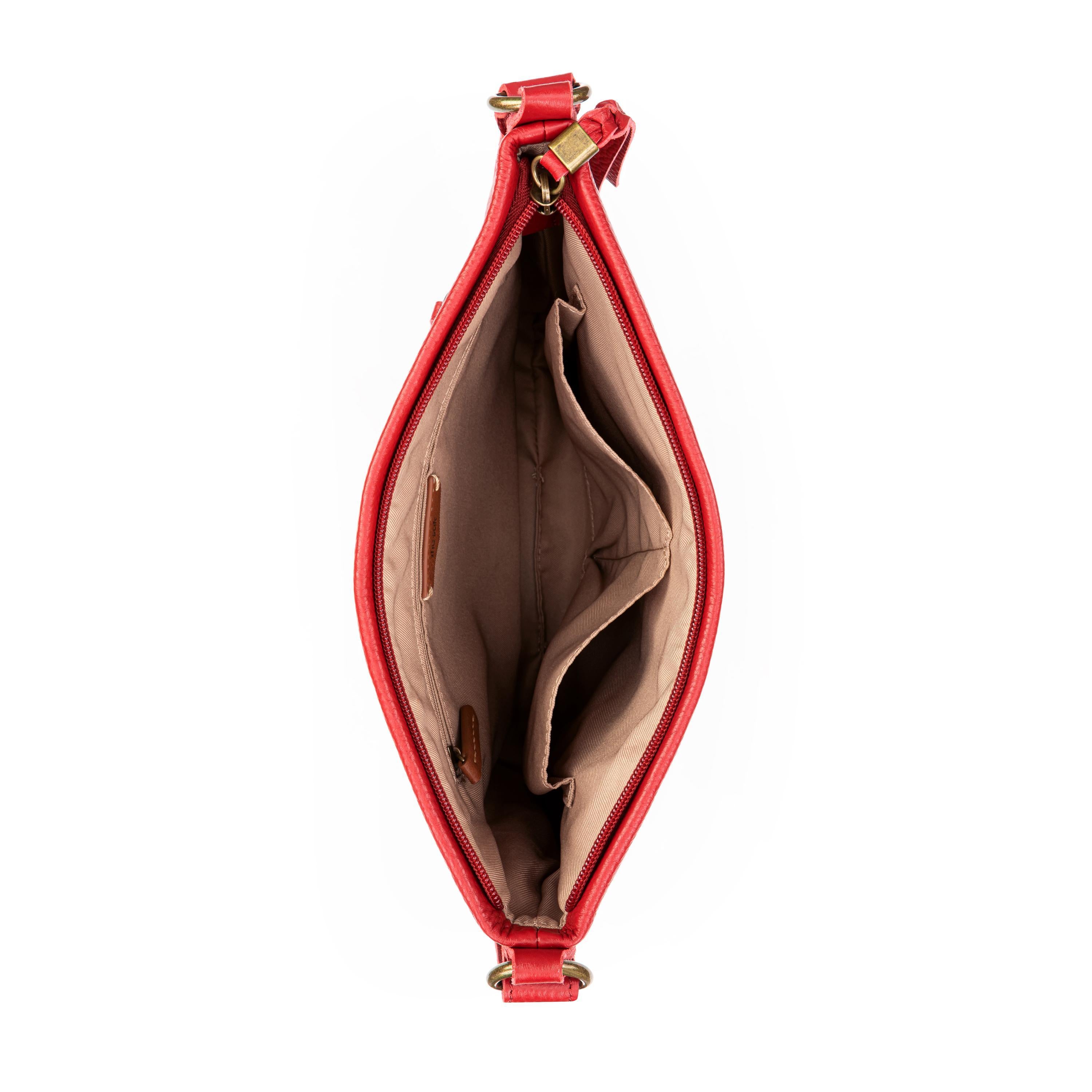 Melrose Crossbody Leather Bag for Women - Genuine Leather, Scarlet Red - Perfect for Travel, Shopping & Everyday Use
