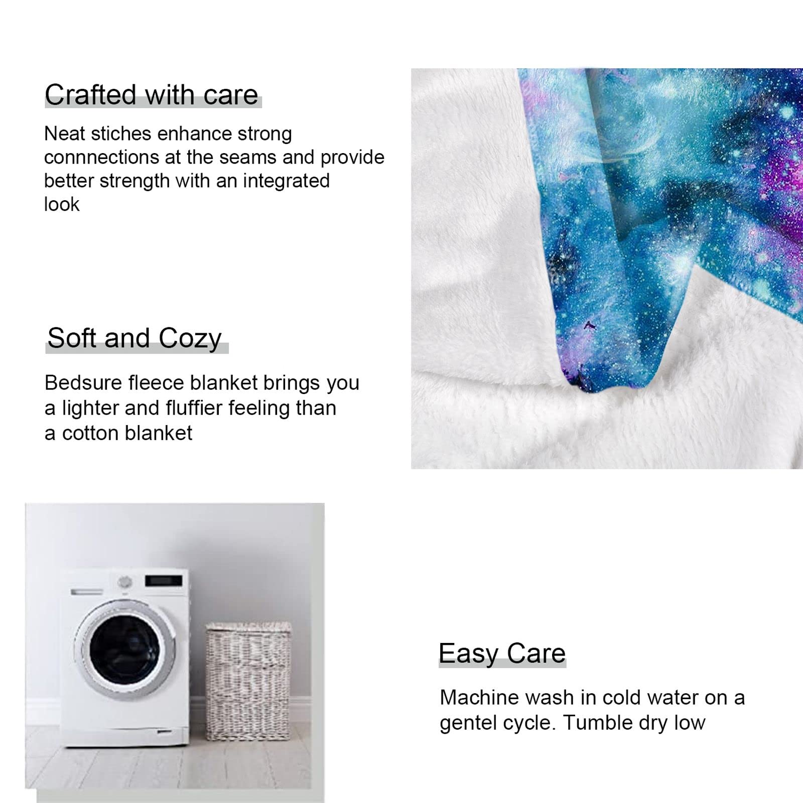 Nebula Galaxy Throw Blanket - Soft Fleece Blanket with Purple Blue Starry Sky Space Design, 50x60 Inches, Warm & Cozy for Sofa, Couch, Bed - Perfect for Stargazing Nights, Movie Evenings & Home Decor
