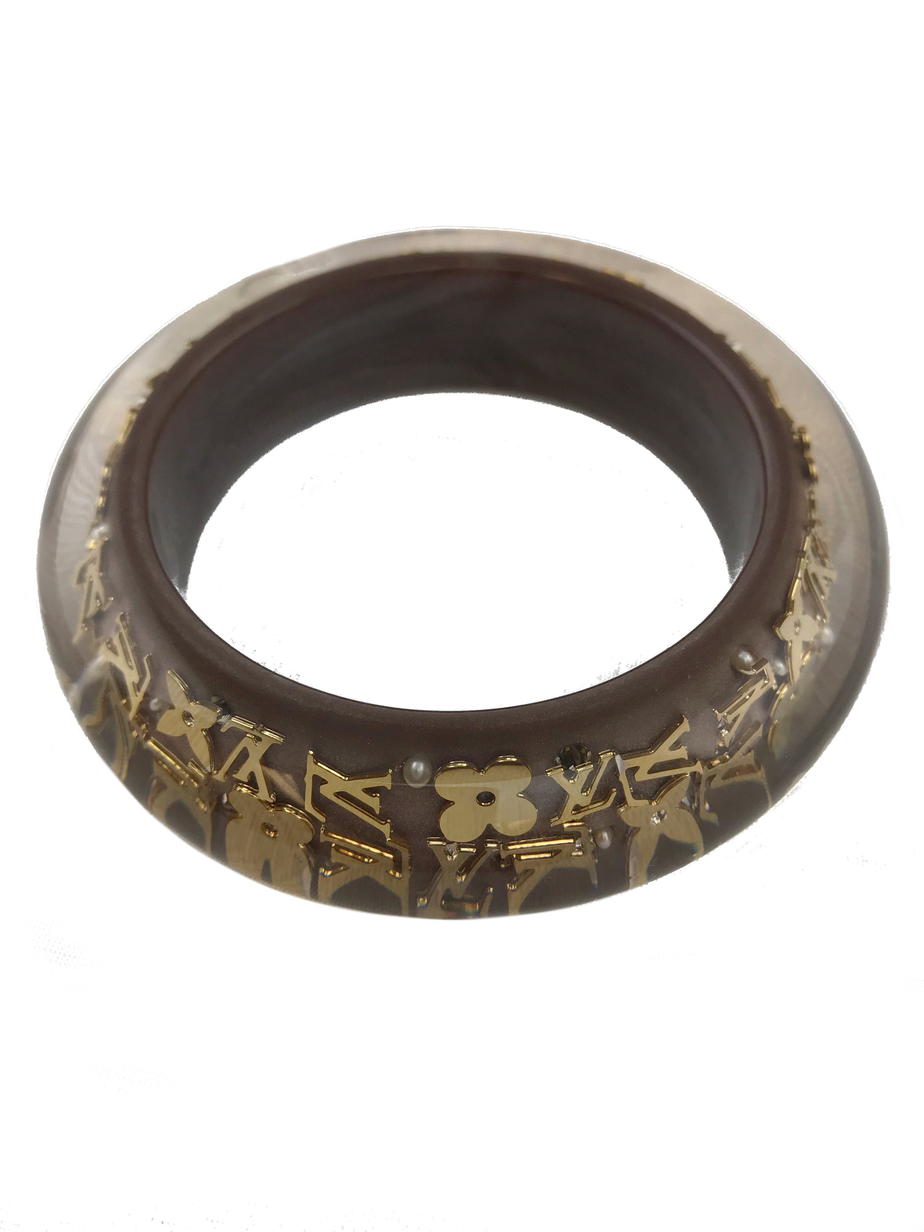 Authentic Louis Vuitton Monogram Lucite Inclusion Bracelet GM - Luxury Designer Crystal Accent Bangle for Women - Perfect for Parties, Weddings & Special Occasions