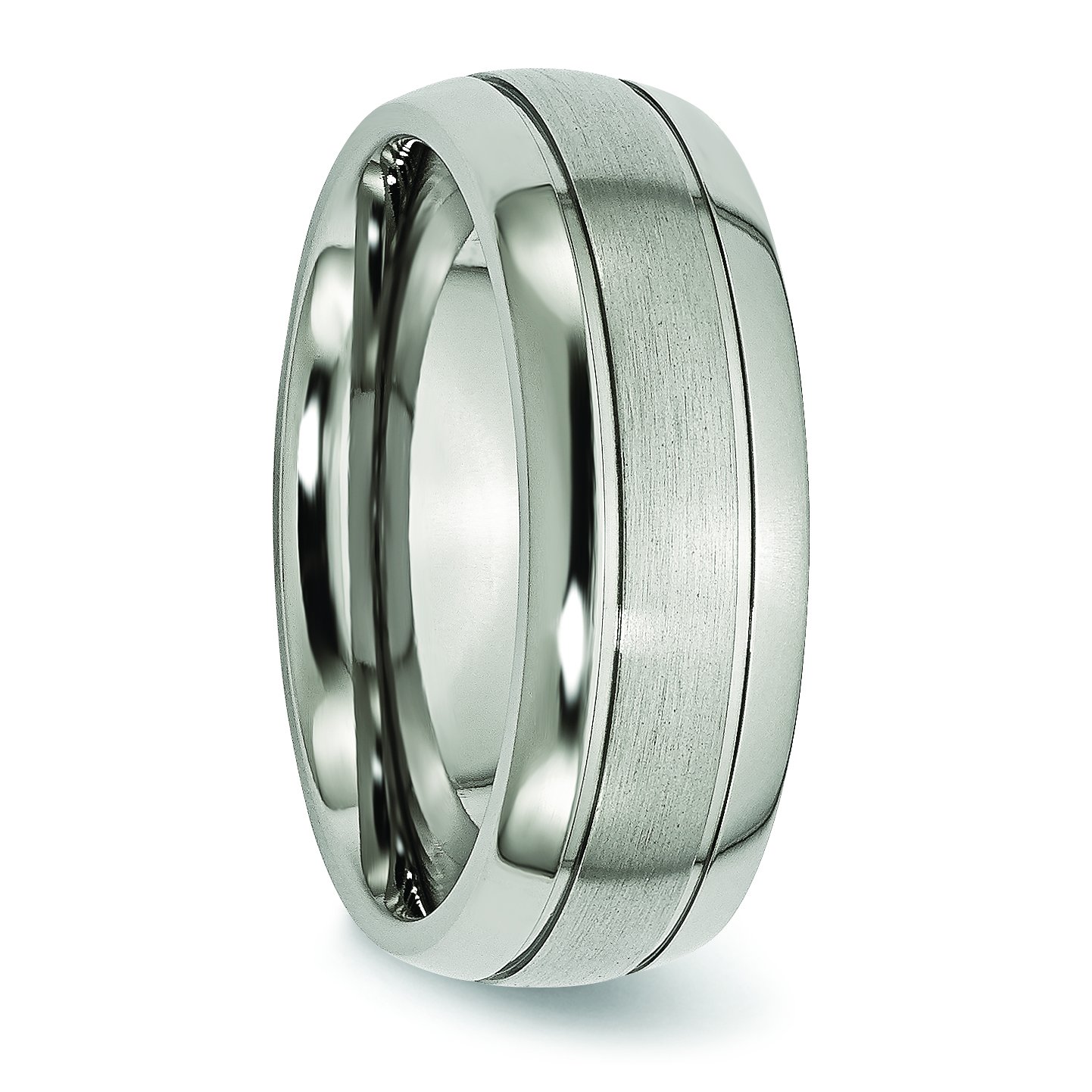 Men's Titanium Wedding Band Ring - 8mm Brushed & Polished Grooved Design - Durable & Comfortable for Everyday Wear, Anniversary Gifts & Special Occasions