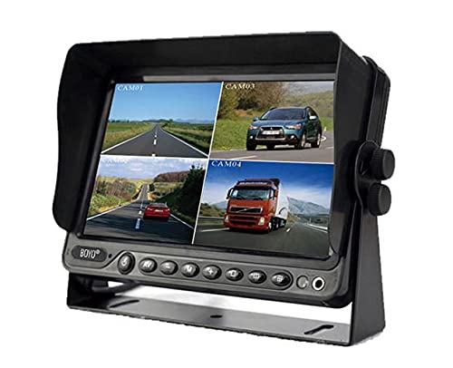 BOYO Vision VTM9003QFHD 9-Inch 4-Channel 1080p Full HD Quad-Display Monitor with Built-in DVR - AHD/CVBS Compatible for Car, Truck & Fleet Vehicle Surveillance Systems