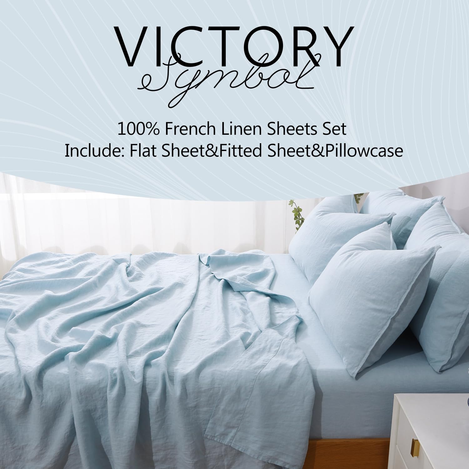 100% Organic Washed French Flax Linen Sheets Set 4Pcs - California King Size, Aqua Blue | Breathable & Hypoallergenic Bedding for All Seasons | Perfect for Eco-Friendly Homes, Guest Rooms & Luxury Hotels