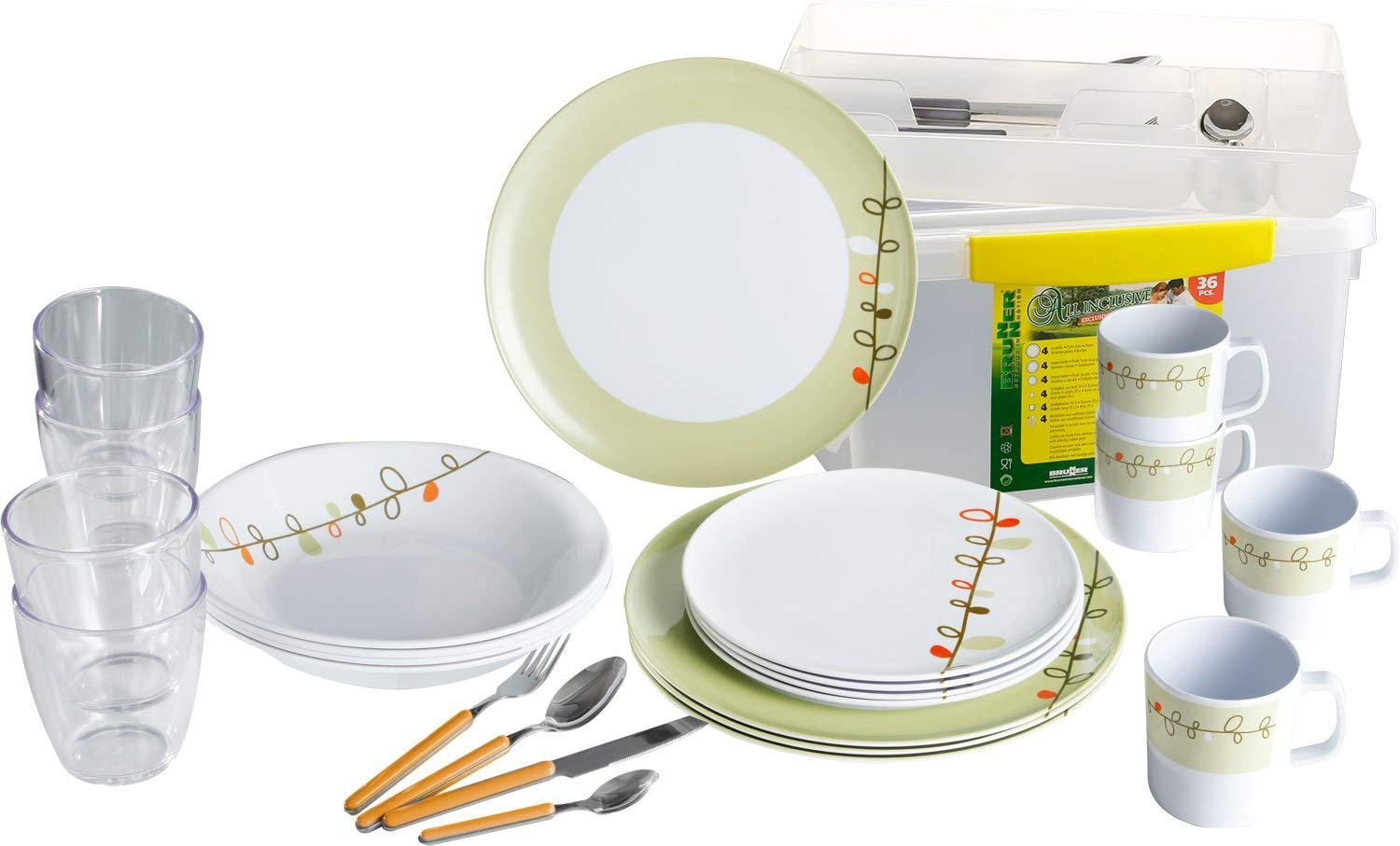 36-Piece Melamine Dinnerware Set - Durable & Lightweight Camping Dishes for Outdoor Picnics, BBQs, and Family Gatherings