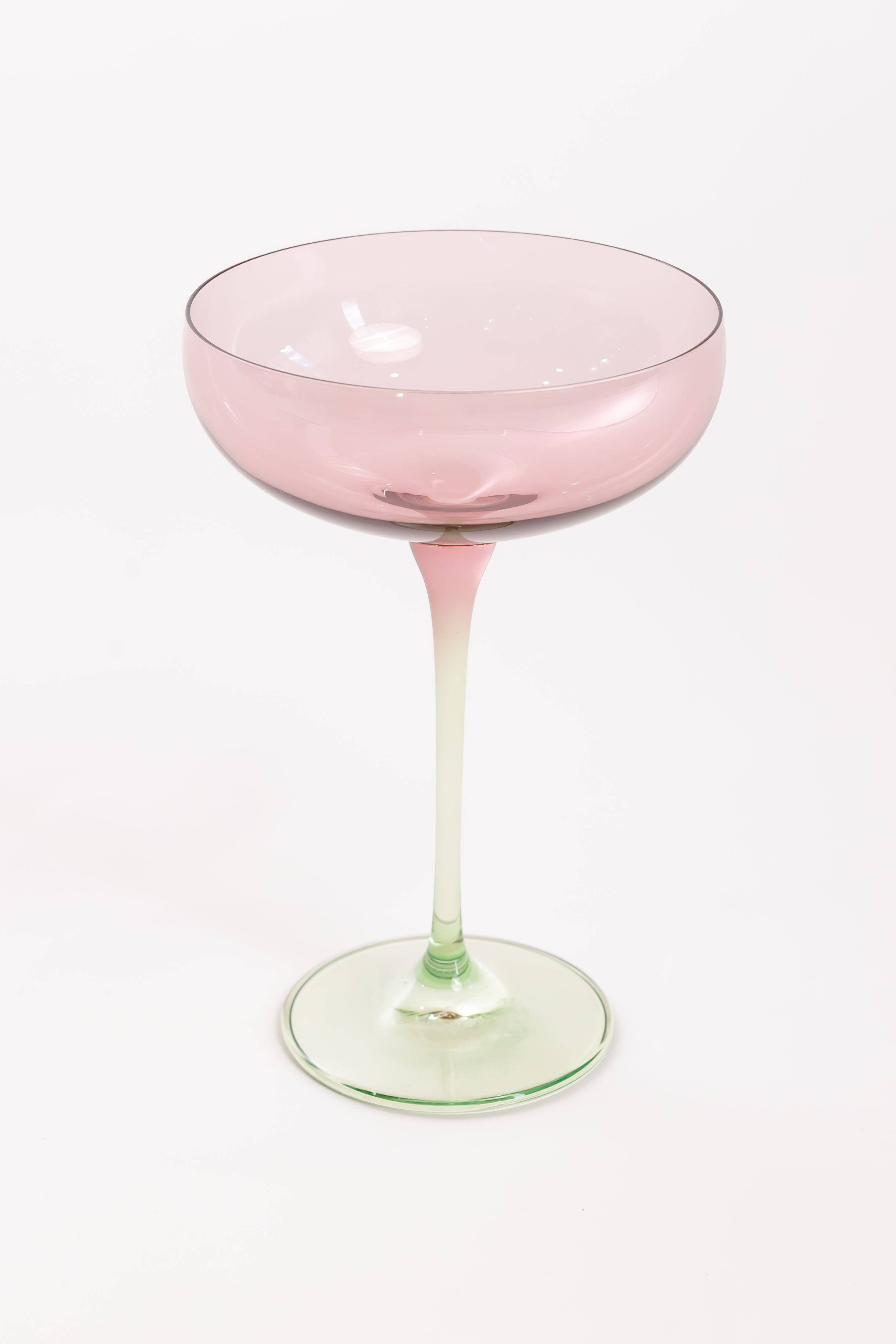 Estelle Colored Champagne Coupe Glasses Set of 2 - Rose & Mint Green Colorblock - Perfect for Wedding Toasts, Bridal Showers & Elegant Cocktail Parties