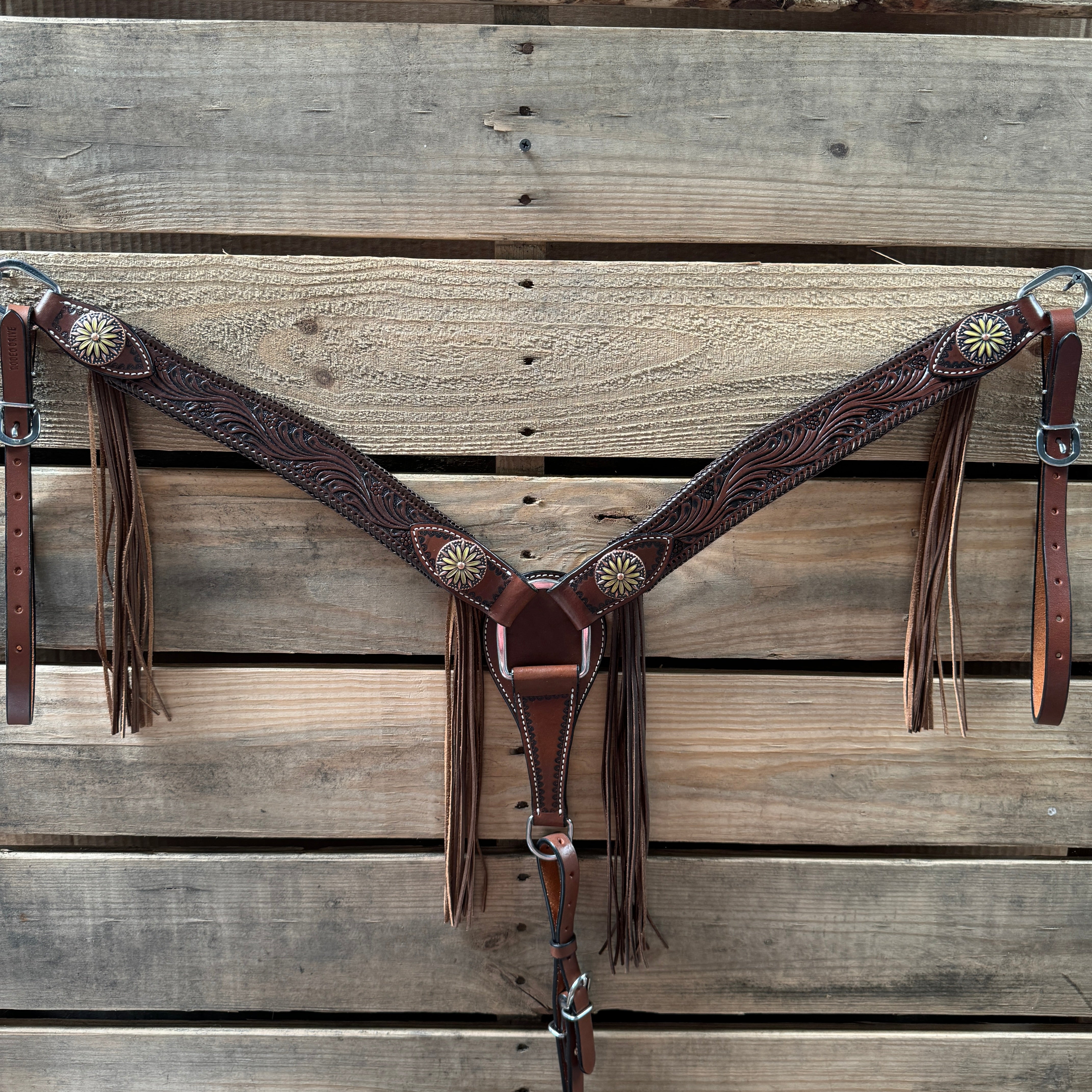 Premium Dark Oil Braided Sunflower Browband & One-Ear Breastcollar Tack Set for Horses - Durable Equestrian Riding Gear for Show, Trail & Dressage | Model #BBBC649