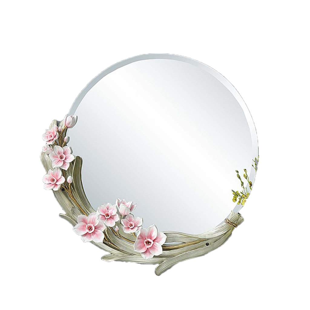 Pink Round Makeup Mirror - Frameless Vanity Mirror for Bathroom, Bedroom & Dressing Table | Wall-Mounted Decorative Cosmetic Mirror for Girls | Perfect for Living Room, Bedroom, Hallway & Bathroom Decor