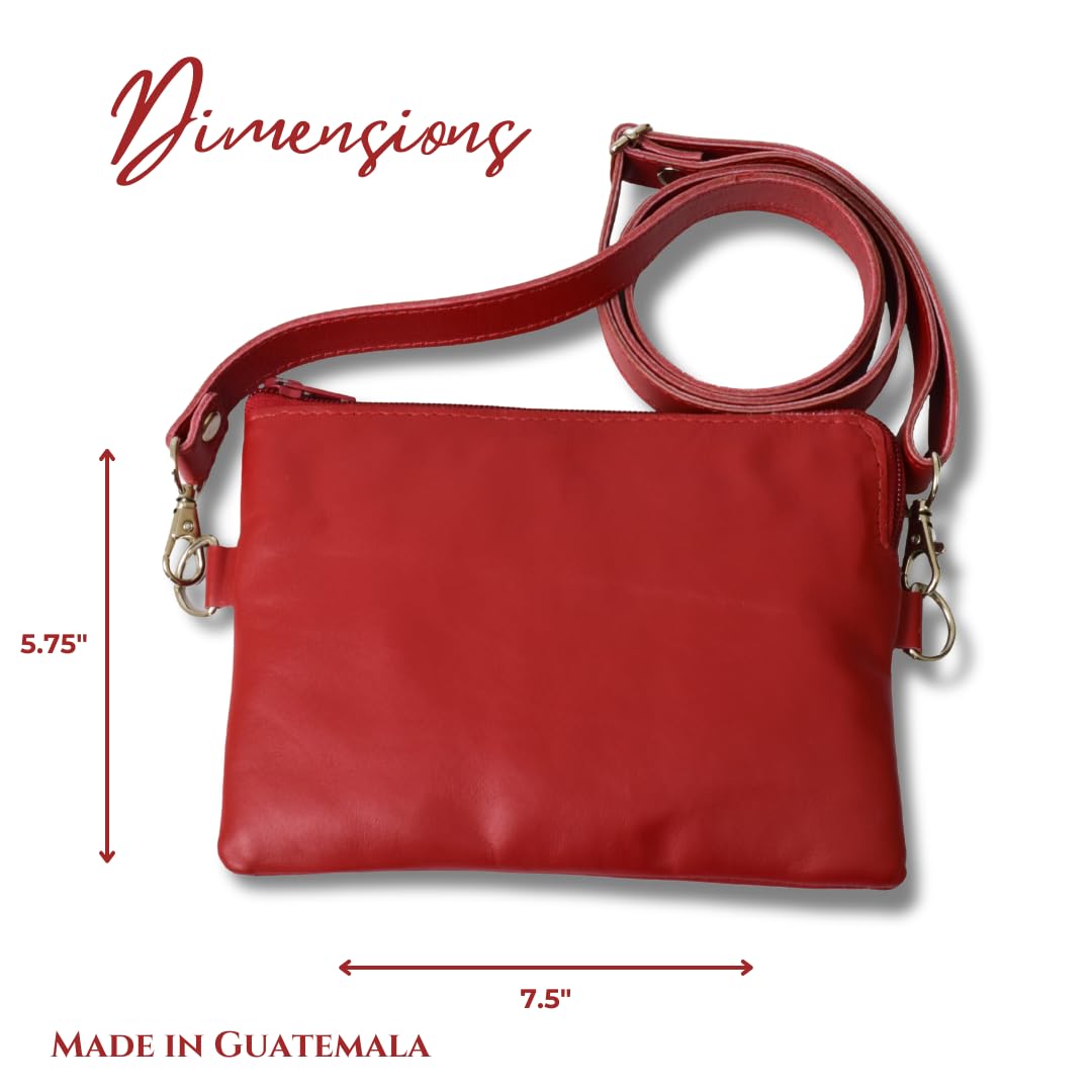 Little Red Leather Purse by World Orphans - Small Crossbody Shoulder Bag for Women | Fashionable Handbag for Daily Use, Travel & Date Nights