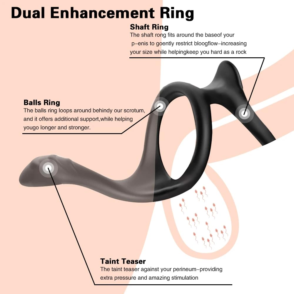 Premium Silicone Dual Cock Rings for Men - Erection Enhancer & Prostate Stimulator - Stronger, Longer Lasting Erections - Couples Adult Sex Toy for Enhanced Pleasure (Perfect for Spicing Up Your Intimate Moments & Couples Play)
