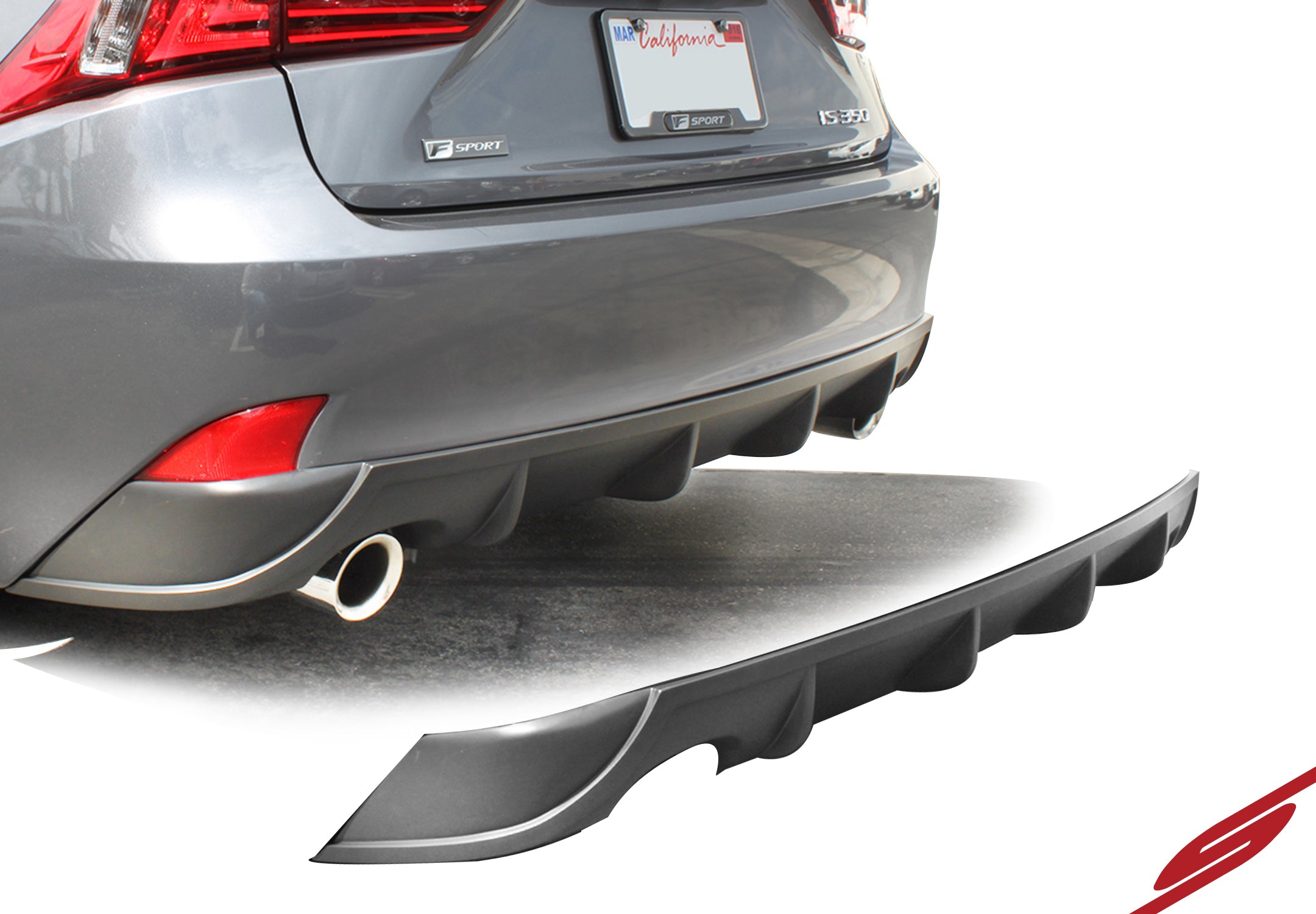 2014-2016 Lexus IS250 IS350 Rear Diffuser Matte Black KB31002MB - Upgrade Your Car's Rear Styling for a Sporty Look
