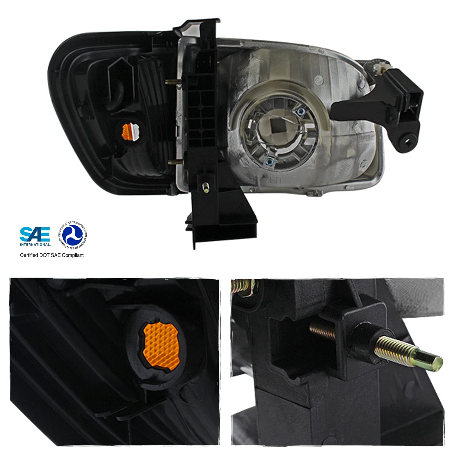 AKKON Black Headlights + Corner Lights + Signal Lights + Bumper Lamps + Smoked Tail Lights Pair for 2001-2004 Toyota Tacoma Pickup - Upgrade Your Truck's Style & Night Visibility (Perfect for Off-Roading, Night Driving & Custom Builds)