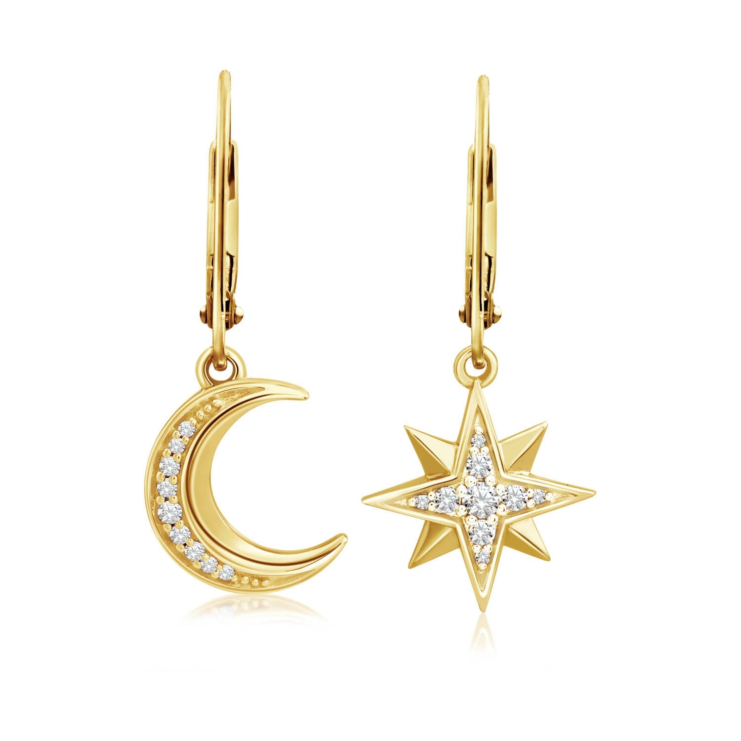 Moon & Stars Mismatched Drop Earrings for Women - Boho Celestial Jewelry for Parties, Date Night & Everyday Wear