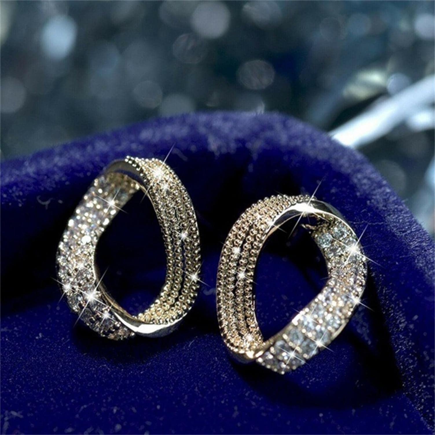 TWFERR Diamond Hoop Earrings for Women - 14K Rose Gold Plated Cubic Zirconia Stud Earrings | Perfect for Wedding, Party & Everyday Wear