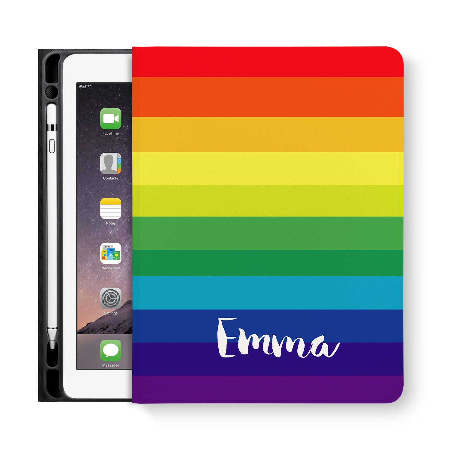 Premium iPad Folio Case with Rainbow Design - Slim Protective Cover for iPad 6th/7th/8th/9th Gen - Perfect for Work, School & Travel Accessories
