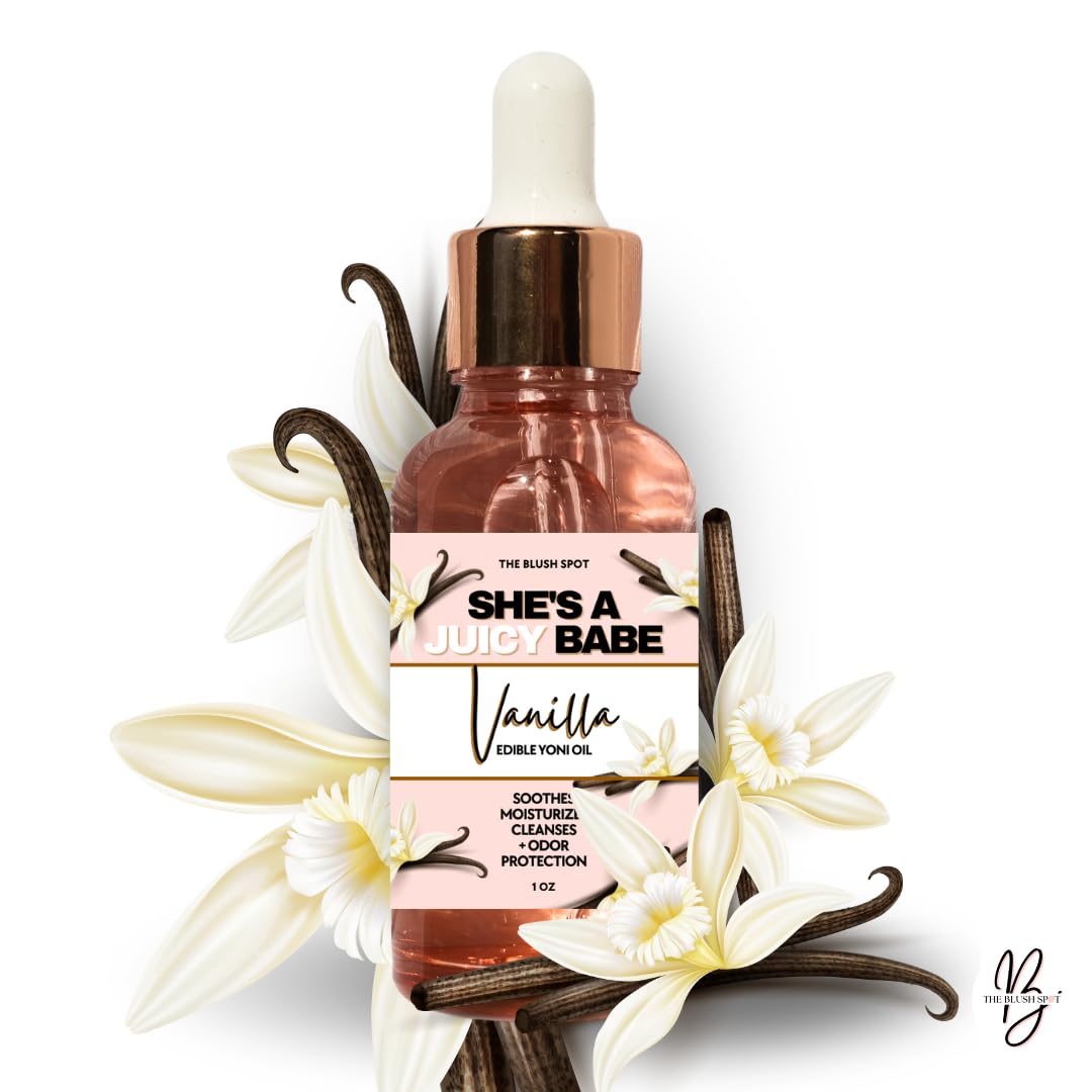 Organic Vanilla Yoni Oil for Women - 1oz Edible & Scented Massage Oil - Intimate Care, Aromatherapy & Sensual Use - Perfect for Couples & Self-Care Rituals