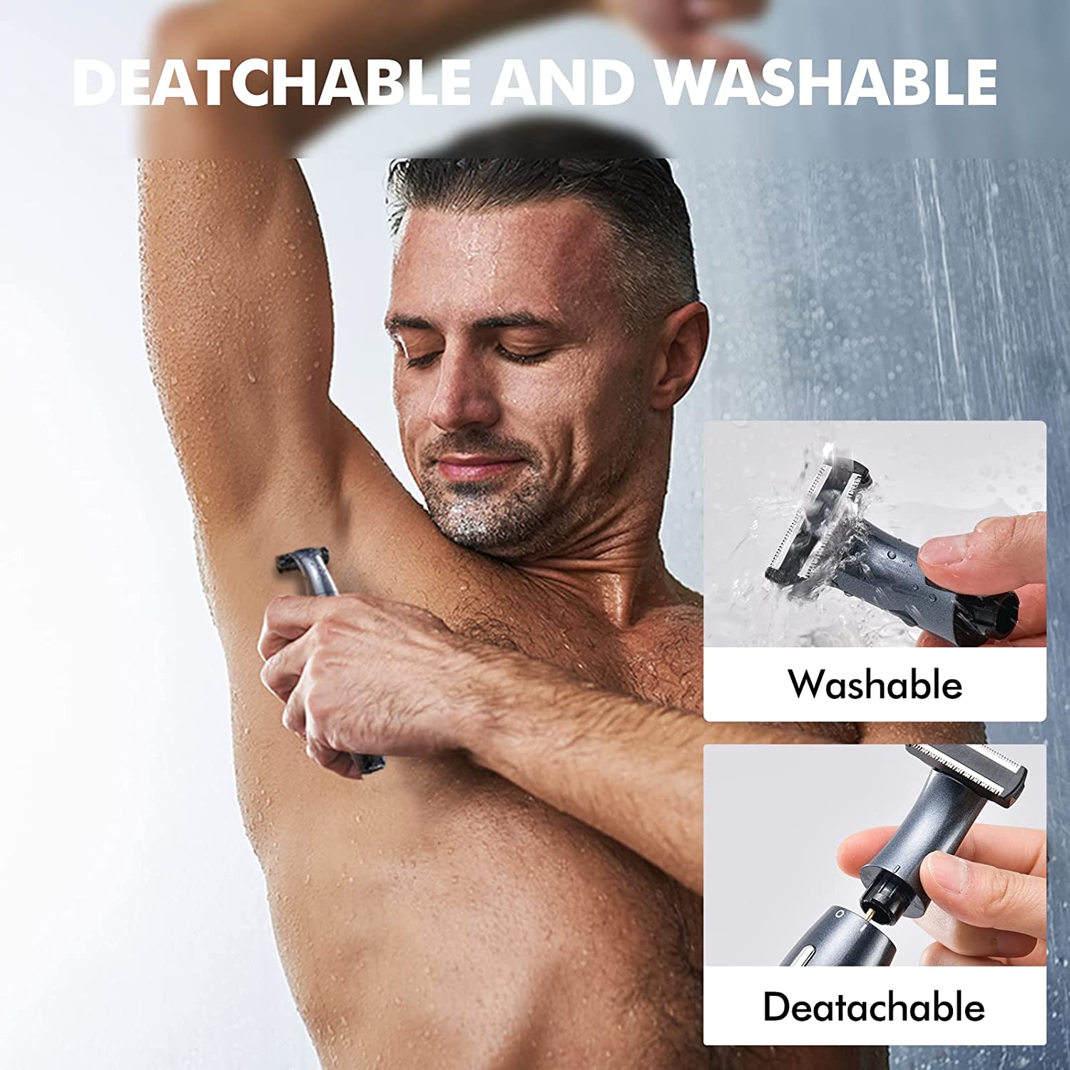 Rechargeable Electric Pubic Hair Trimmer for Men - Wet/Dry Use, IPX7 Waterproof, LED Display - Perfect for Travel, Gym & Personal Grooming