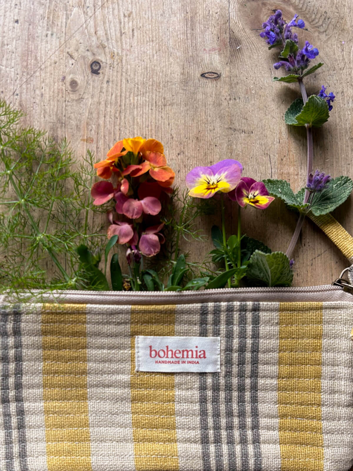 Jaipur Stripe Pencil Case - Handmade Indian Yellow Stationery Organizer for School, Office & Travel | Perfect for Students, Artists & Professionals