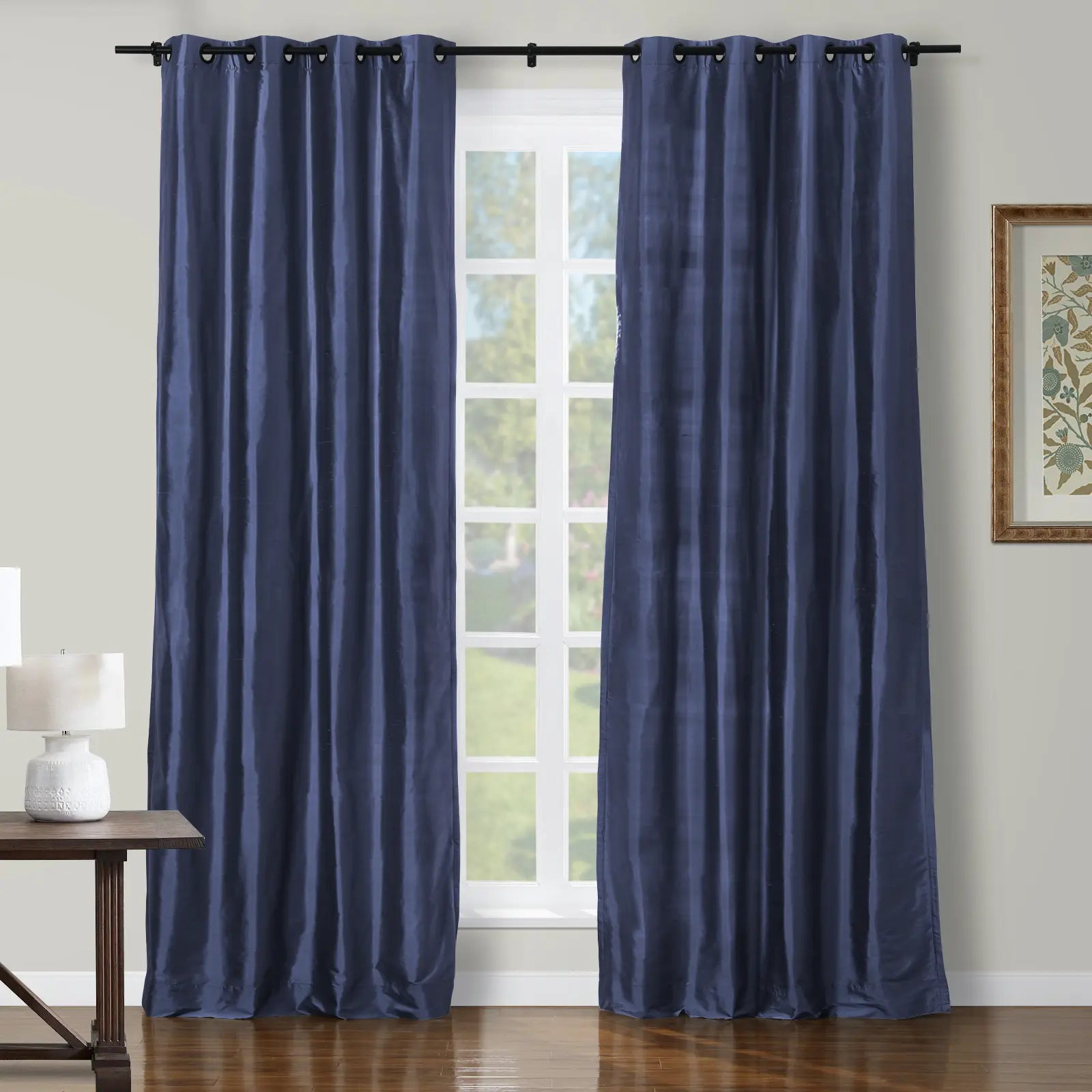 Selman Dupioni Silk Drapery Grommet Curtains - Luxury Silk Window Treatments for Living Room & Bedroom