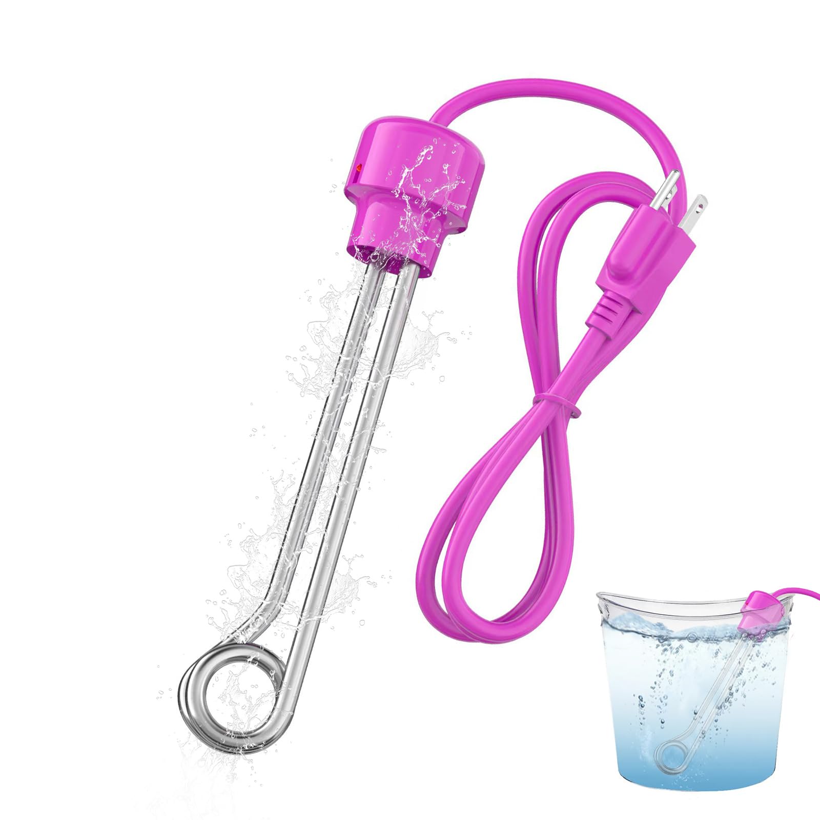 1200W Fast Heating Immersion Water Heater - 304 Stainless Steel Bucket Heater for Bathtub, Pool & Tea Kettle - Boils 5 Gallons in Minutes - Perfect for Camping, Home Use & Emergency Preparedness