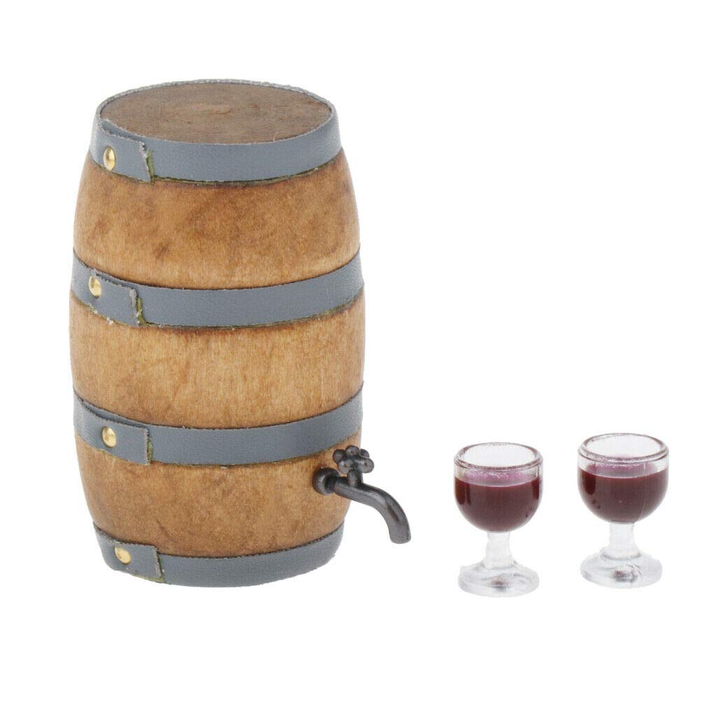 1:12 Scale Miniature Wine Barrel Glasses - Tiny Bar & Kitchen Accessories for Dollhouse, DIY Crafts, and Miniature Scenes