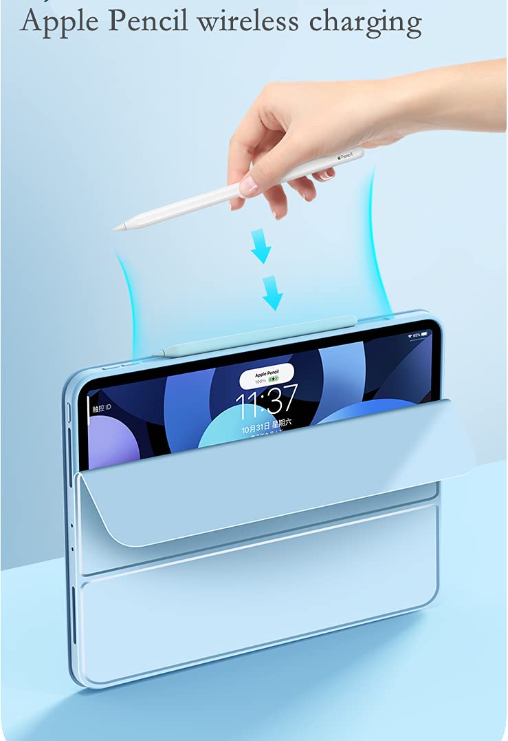 Magnetic Smart Case for iPad Air 10.9 (4th Gen 2020) - 2 in 1 Detachable Cover with Rotating Stand, Clear Inner Shell - Perfect for Work, Travel & Home Use (iPad Air 4, Black)