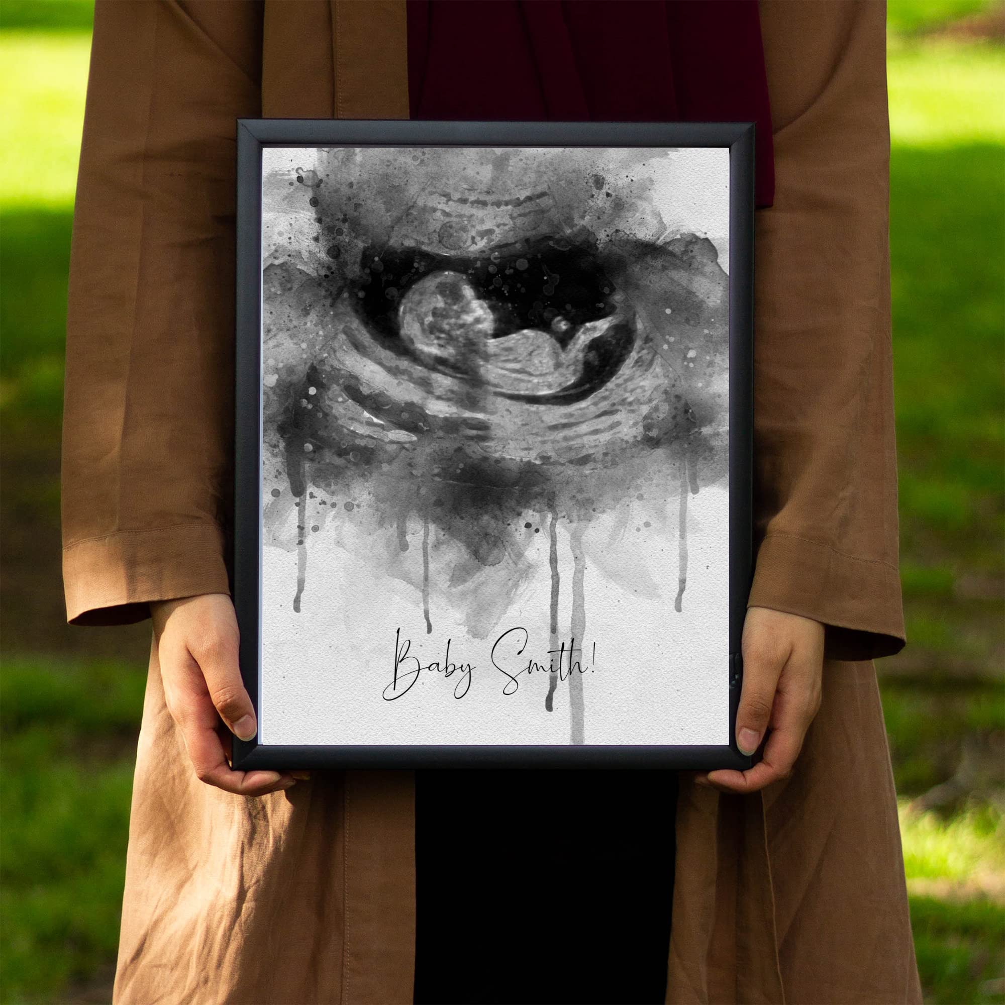 Personalized Gender Reveal Ultrasound Watercolor Portrait - Custom Baby Sonogram Art from Photo - Unique Pregnancy Announcement Gift for Baby Showers, Nurseries & Gender Reveal Parties