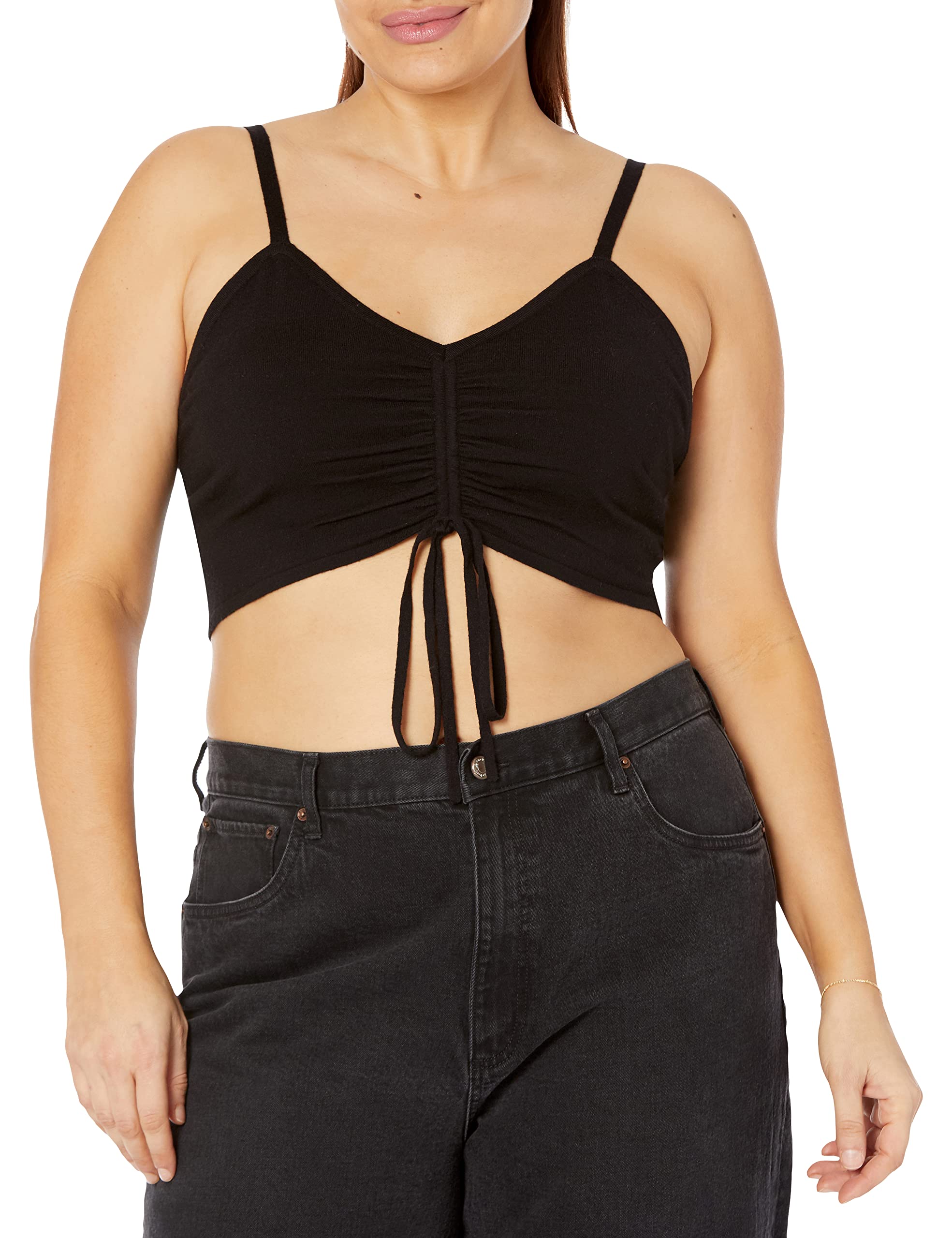 The Drop Women's Raquel Cinched Cropped Sweater Cami Top - Soft Stretchy Knit Pullover for Casual Outfits & Layering | Perfect for Date Night, Office Wear & Weekend Brunch